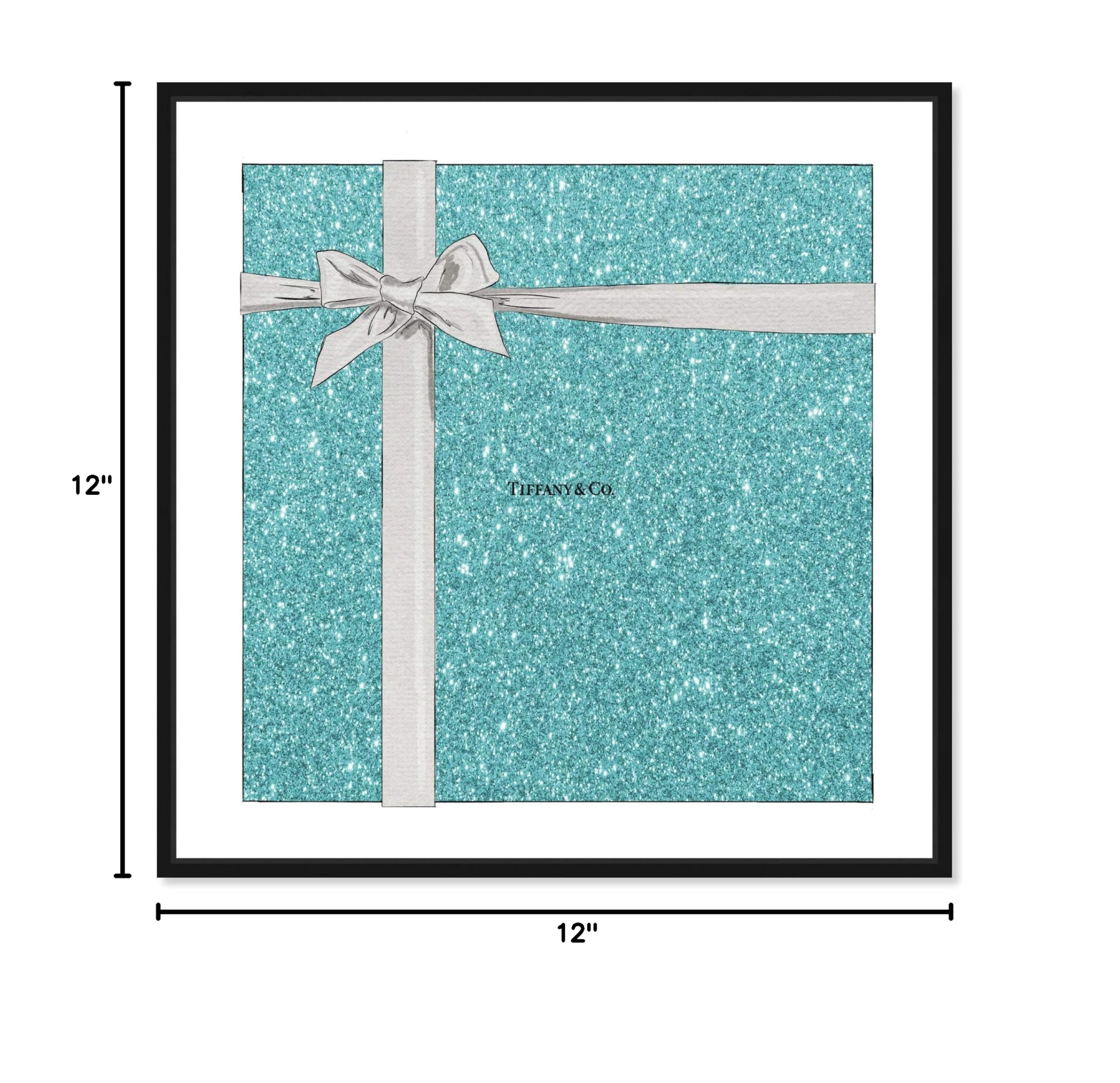 Oliver Gal 'Jewelry Gift Box Glitter' Fashion Wall Art - 12x12 Inch Framed Canvas Print in Blue & Gray | Perfect for Bedroom, Living Room & Office Decor
