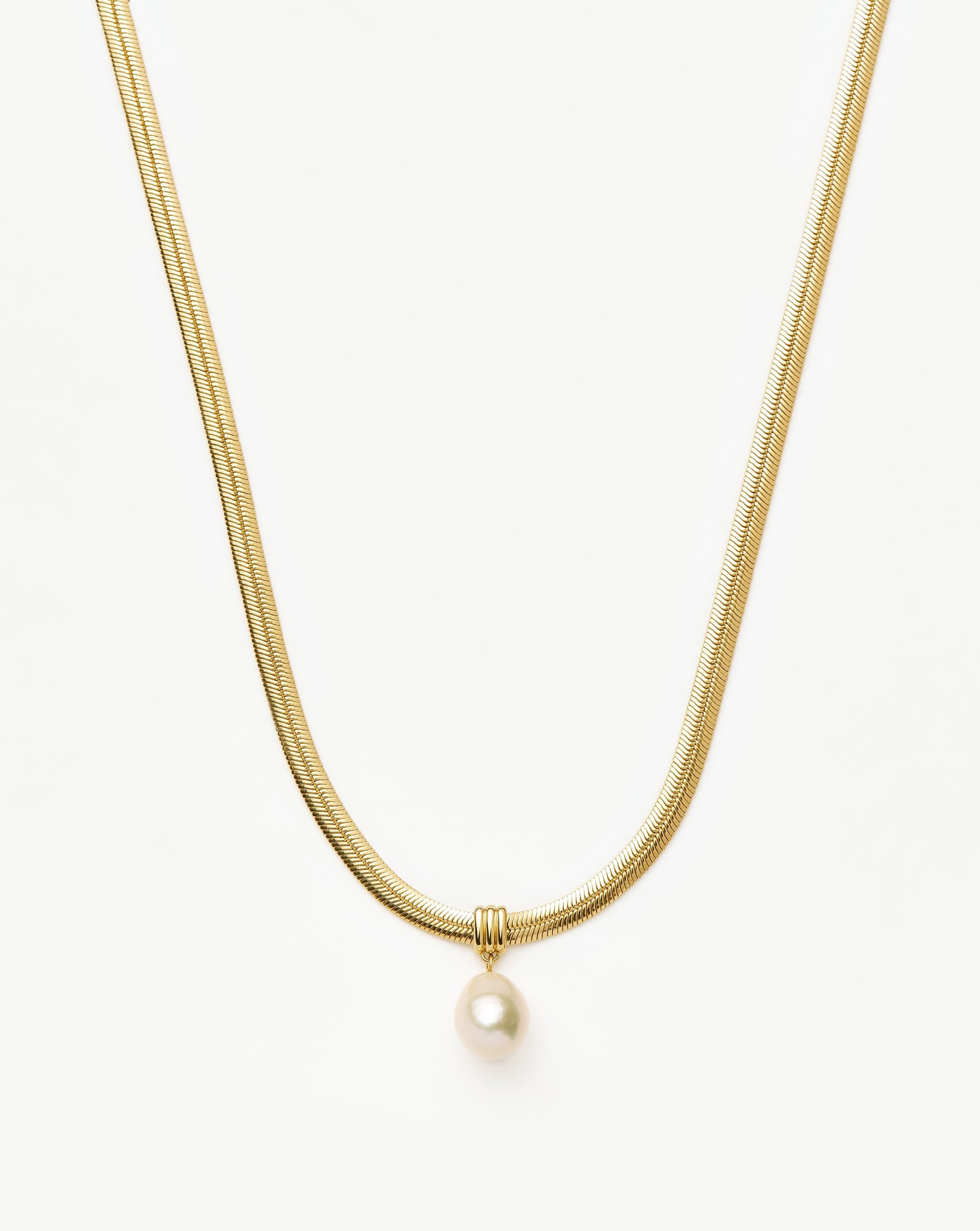 Elegant Baroque Pearl Snake Chain Pendant Necklace - 18k Gold Plated Vermeil with Natural Pearl | Perfect for Weddings, Parties & Special Occasions