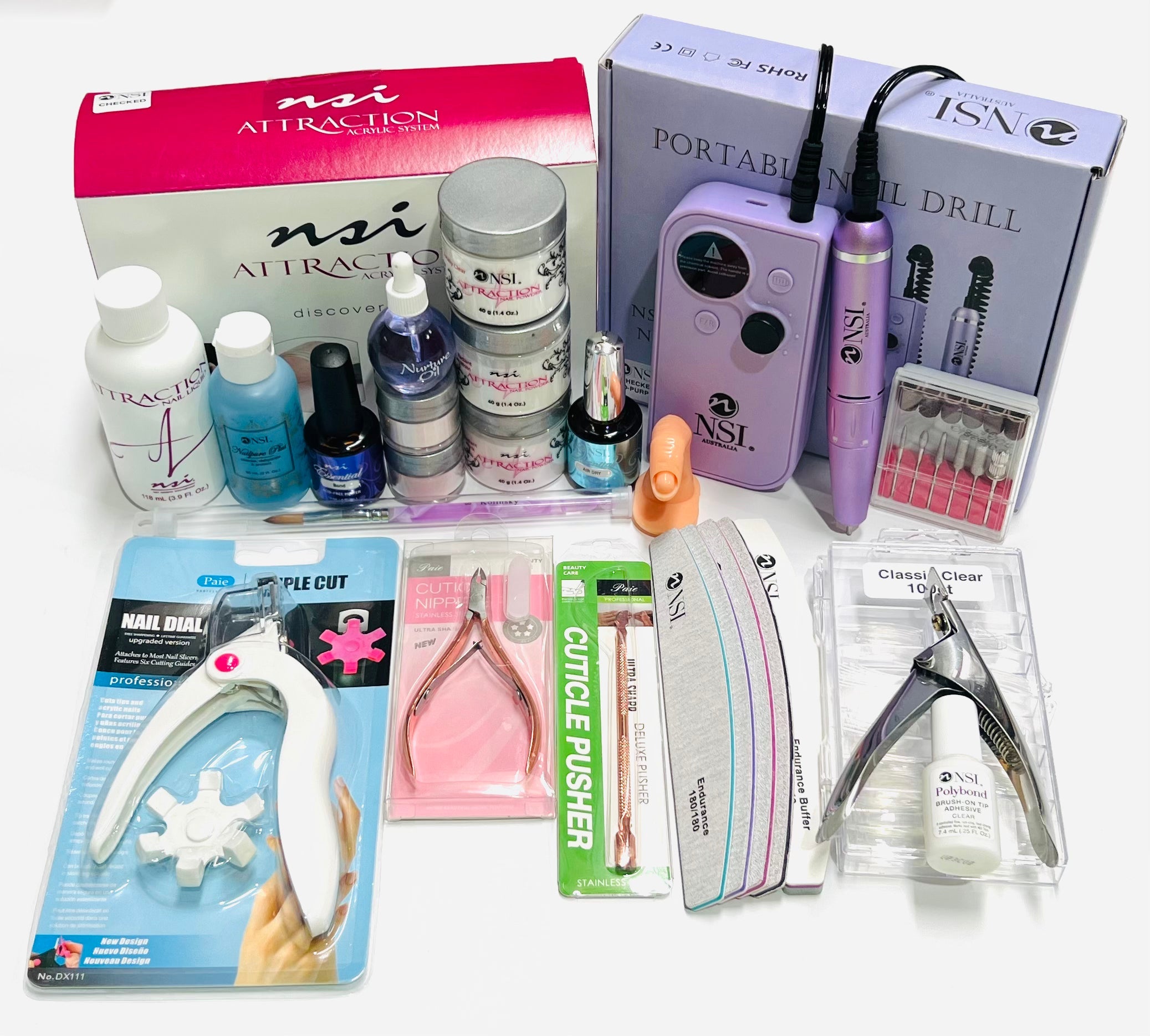Professional NSI Acrylic Nail Kit with Electric Nail File - Perfect for Salon, Home Manicures & Nail Art Enthusiasts