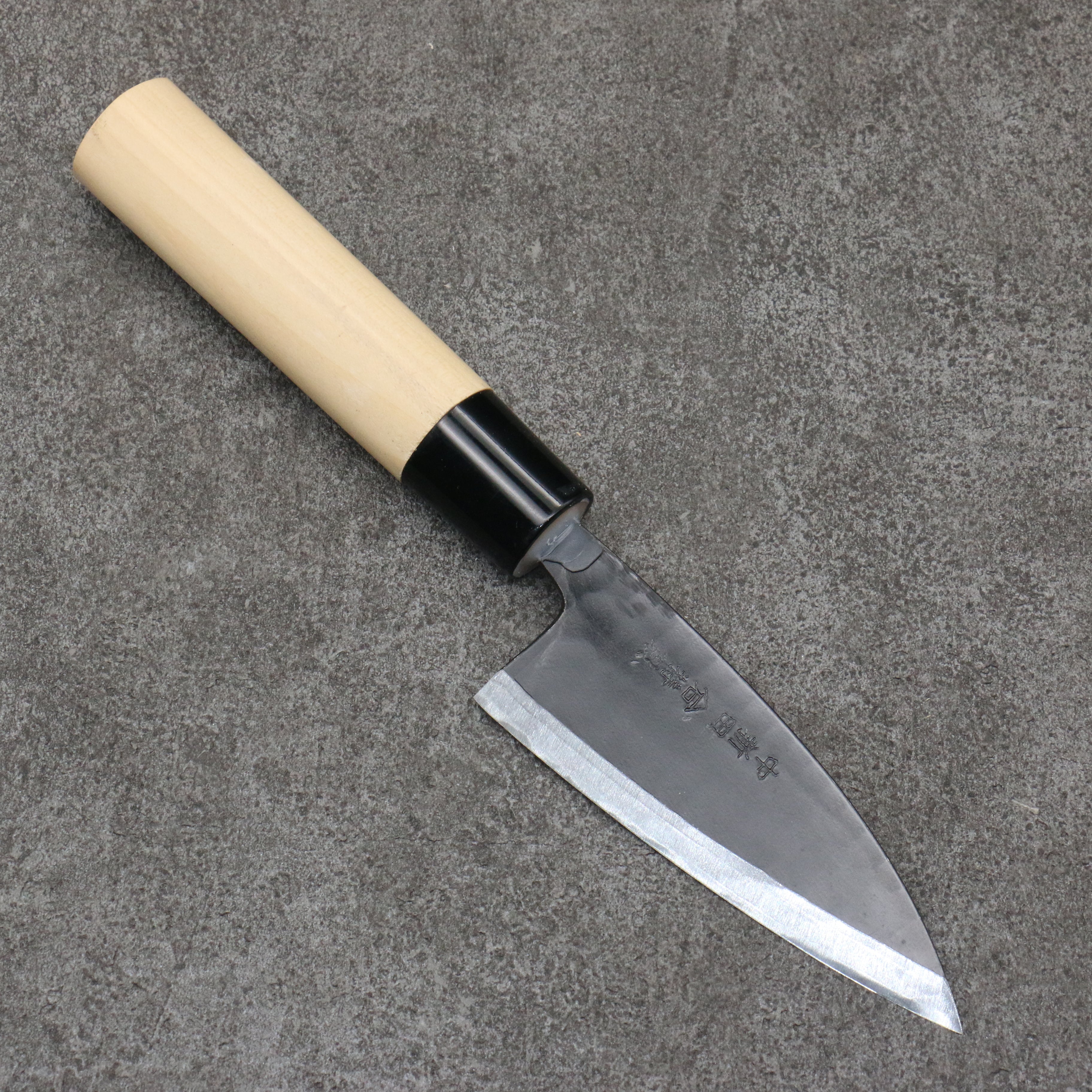 Premium Nakaniida White Steel No.2 Black Deba Knife 105mm with Magnolia Handle - Professional Japanese Kitchen Knife for Sushi, Fish Filleting & Precision Cutting
