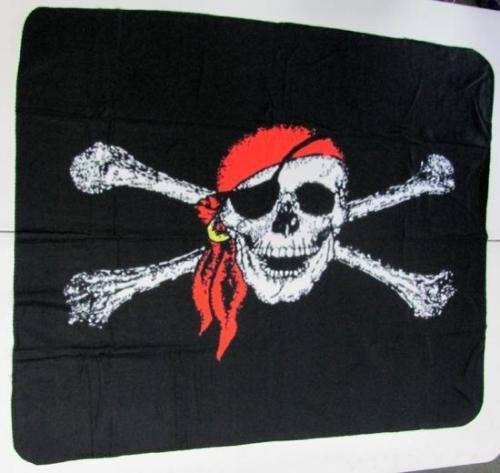 Jolly Roger Red Pirate Skull & Bones Fleece Blanket 50x60 - Soft & Warm Throw for Adults, Kids, Bed, Couch, Sofa - Perfect for Movie Nights, Camping, Gifts