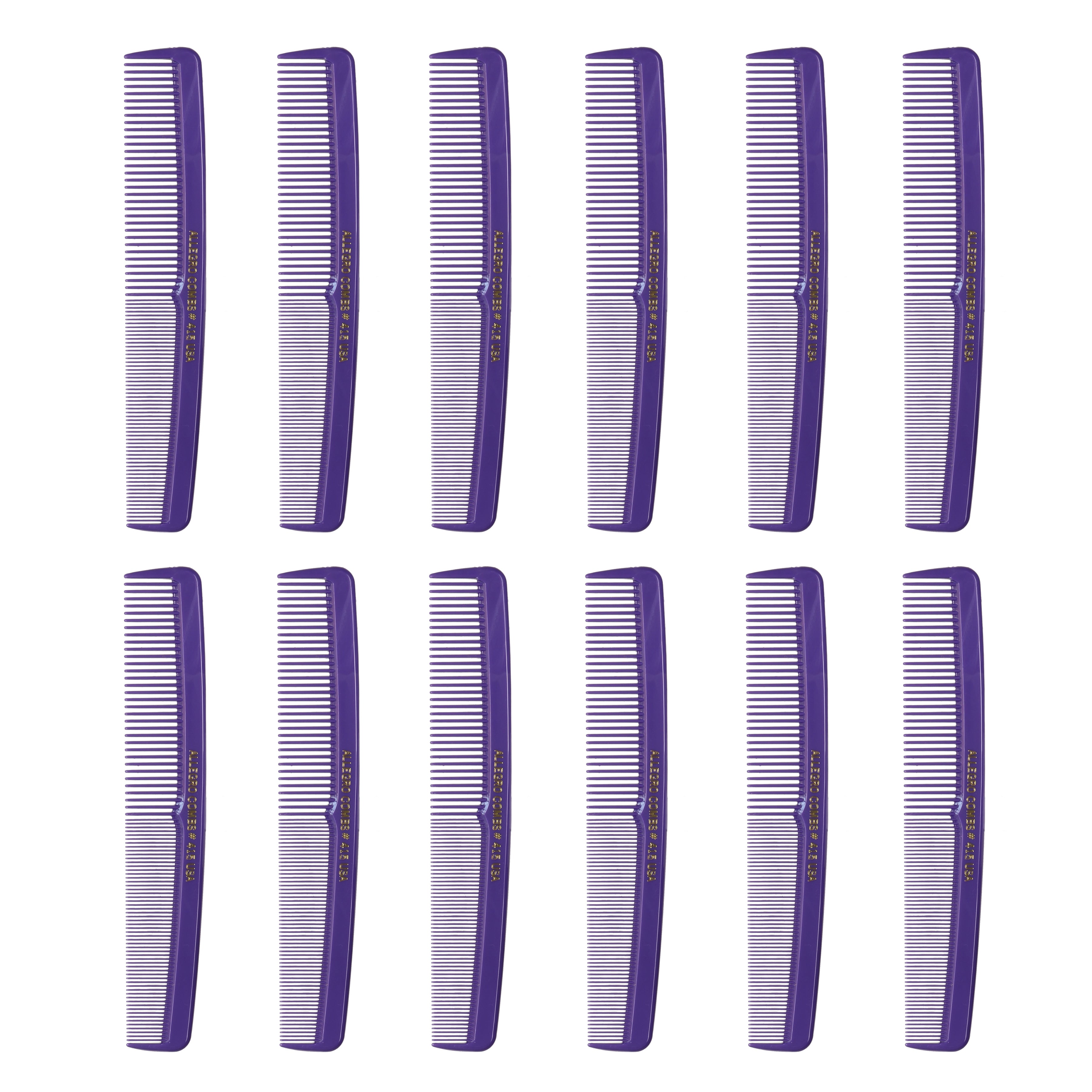 Professional Allegro Combs #415 Barber Cutting & Styling Hair Combs - 12 Pack for Salon, Home Haircuts & Grooming