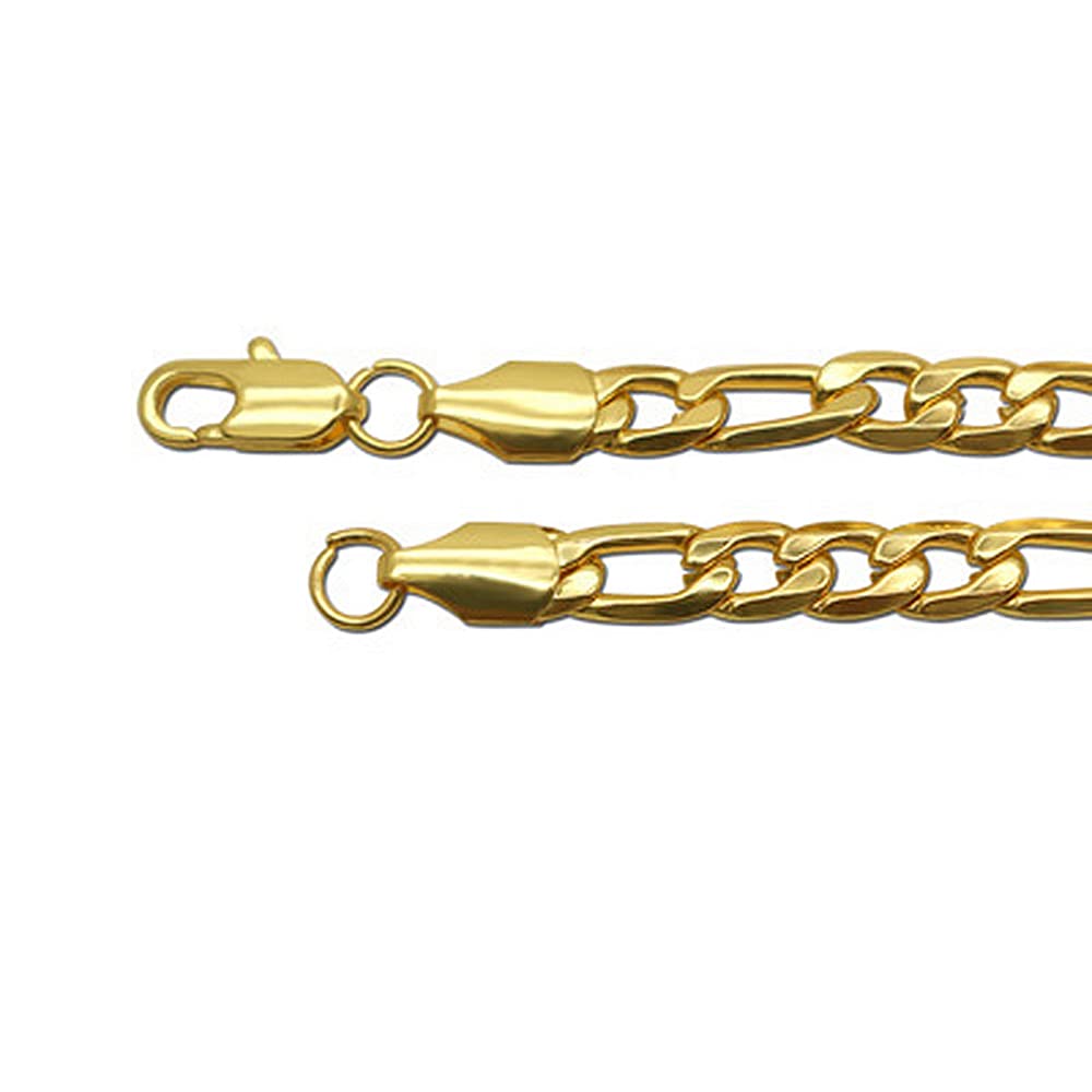 18K Gold Figaro Chain Necklace for Women & Men | 6mm Sterling Silver Necklace | Wedding, Anniversary & Everyday Jewelry Gift