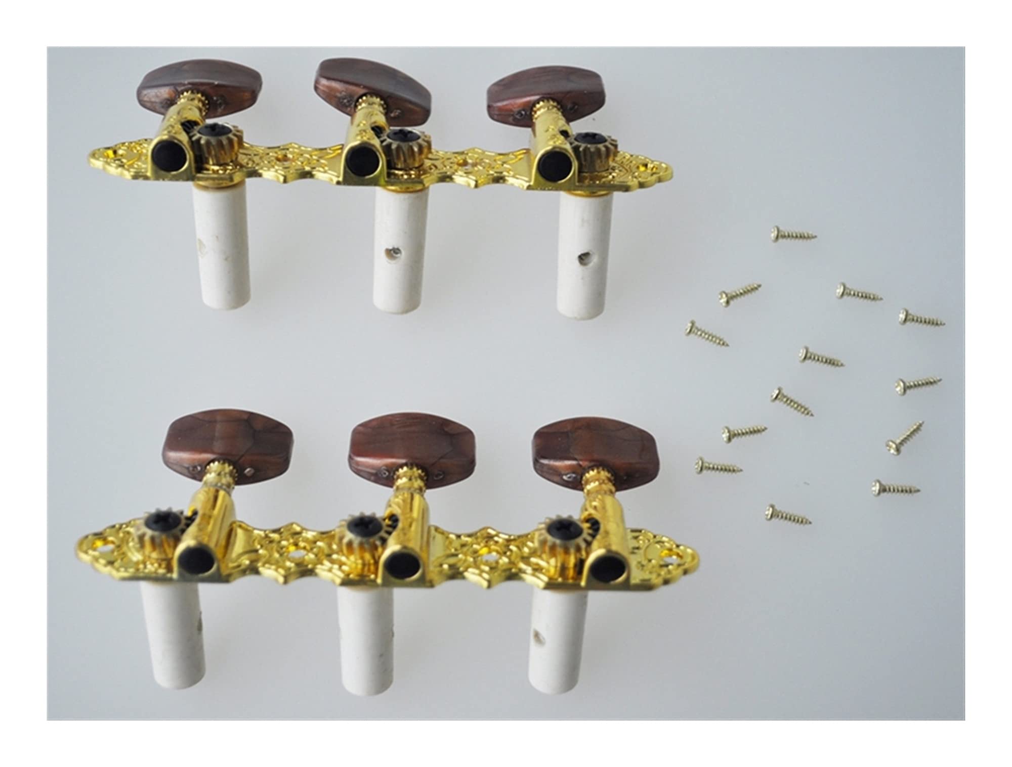 Classical Guitar Tuning Pegs - Premium Brown Machine Heads for Precise Tuning | Perfect for Acoustic & Classical Guitars, Music Performances & Studio Recording