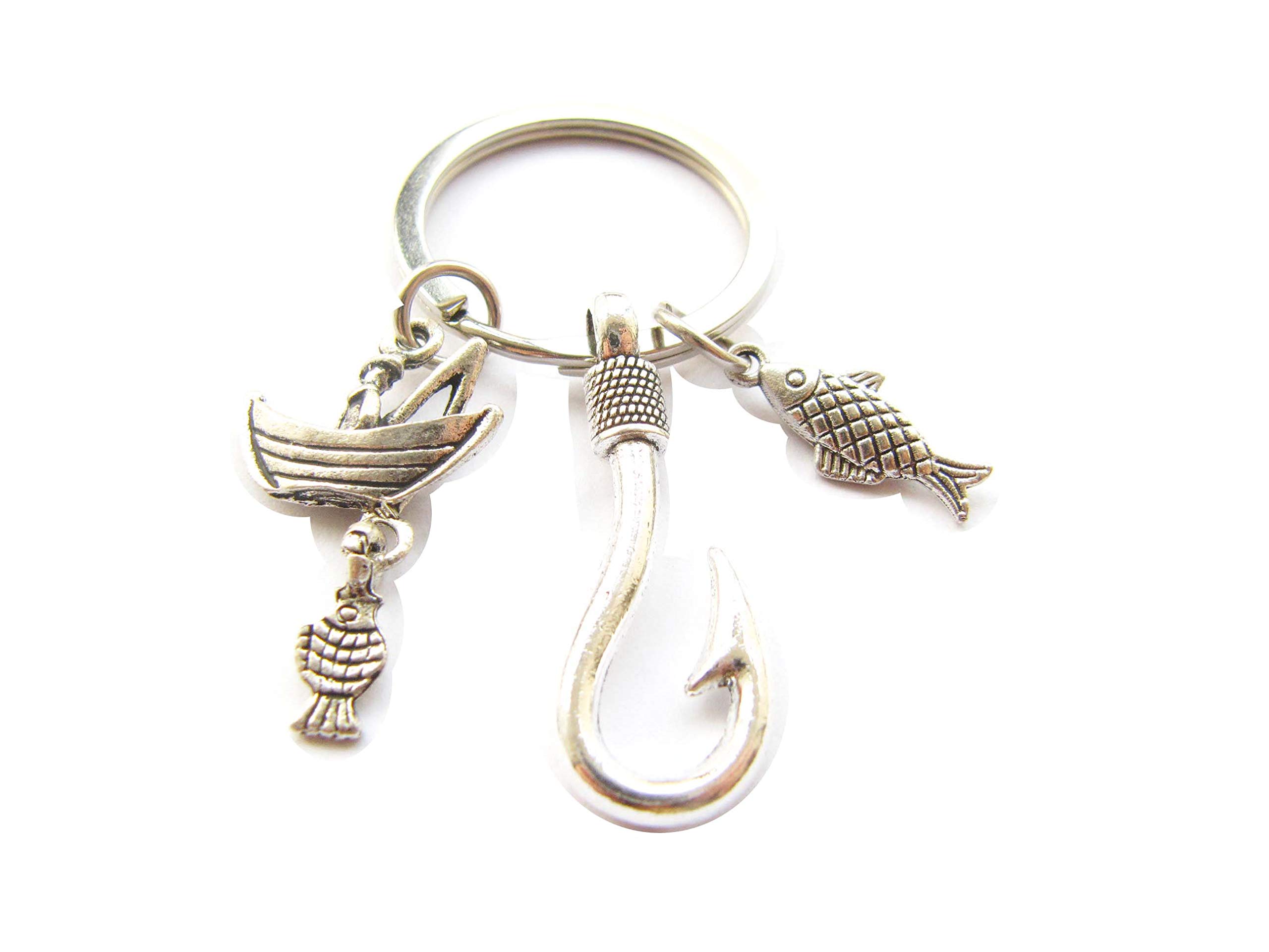Fishing Keychain - Personalized Hook & Fish Keychain for Anglers - Custom Engraved Fisherman Gift for Men - Perfect for Fishing Enthusiasts, Boat Keys, Tackle Box & Outdoor Adventures