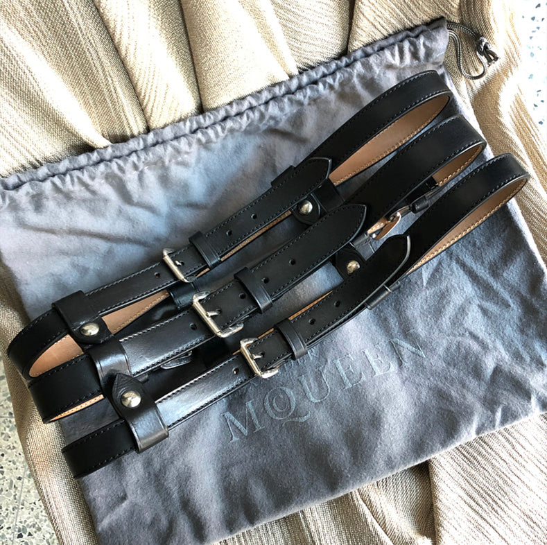 Alexander McQueen Black Wide Caged Leather Corset Waist Cincher Belt for Women - Gothic Punk Fashion Accessory for Waist Training, Outfits & Costume Parties
