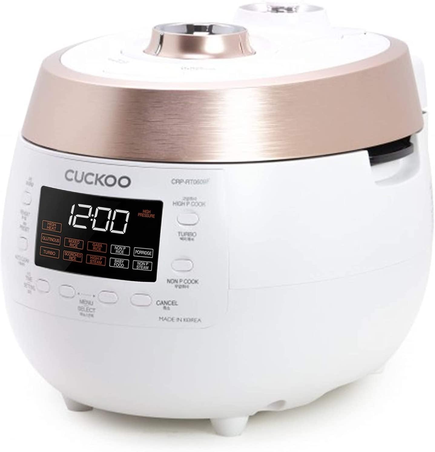 Cuckoo CRP-RT0609FW 6-Cup Twin Pressure Rice Cooker with Warmer - High Heat, GABA, Mixed, Scorched, Turbo, Porridge & Baby Food Modes | Korean-Made White Renewed Model | Perfect for Family Meals, Healthy Cooking & Meal Prep