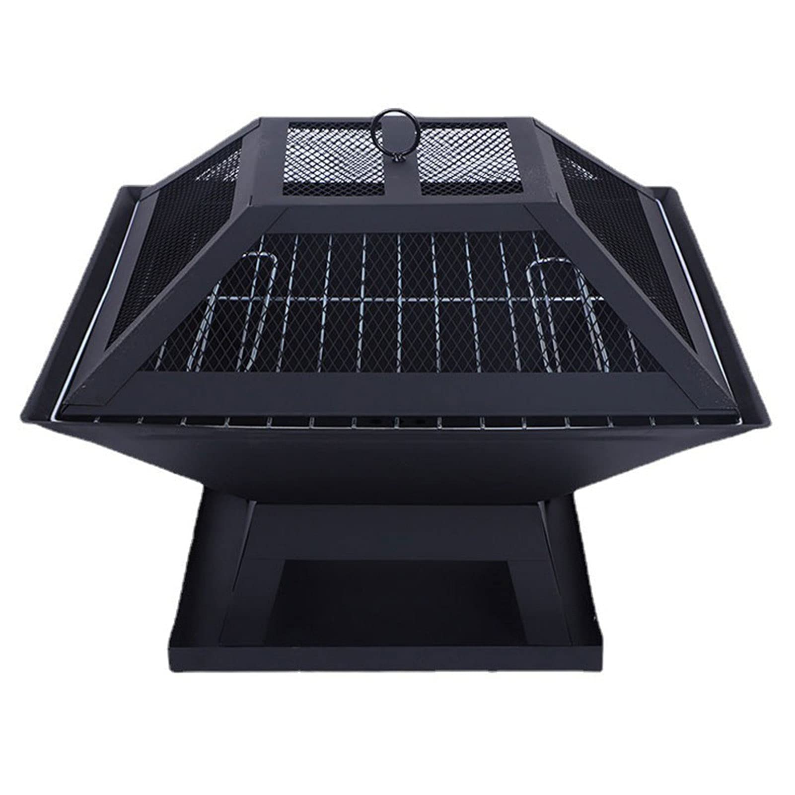 ZBQLKM Square Charcoal BBQ Grill - Portable Outdoor Camping Grill with Dust Cover & Charcoal Clamp Hook - Perfect for Backyard, Picnic, Beach and Tailgating Parties