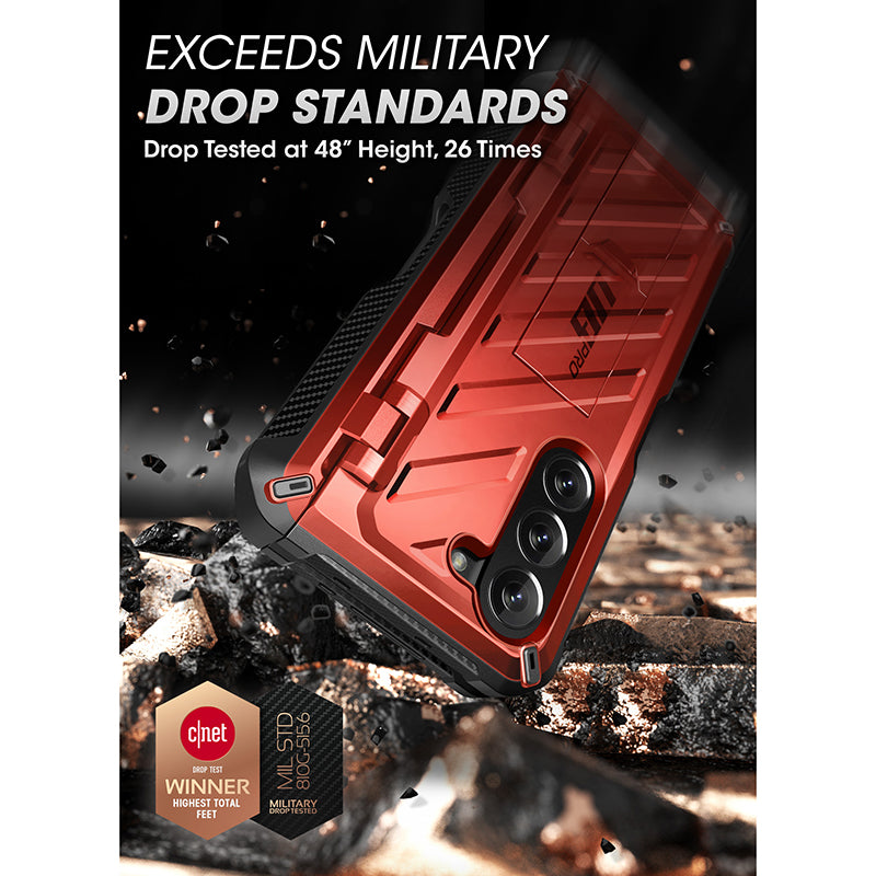 Samsung Galaxy Z Fold 5 Unicorn Beetle PRO Heavy Duty Rugged Case with S Pen Holder - Shockproof Protective Cover for Foldable Phone (Metallic Red) - Perfect for Outdoor Adventures, Work & Travel