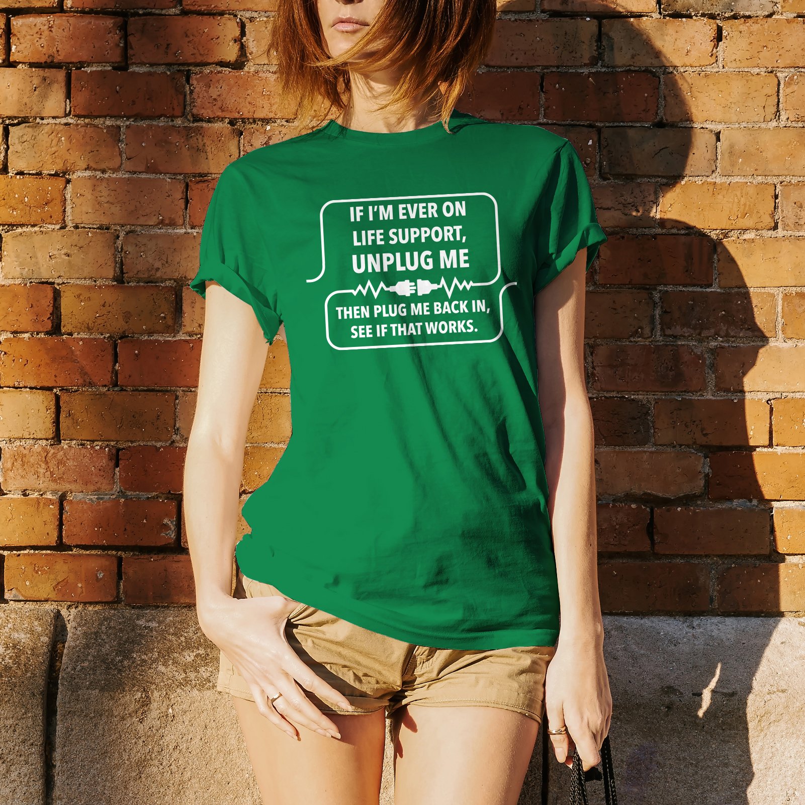 Funny Sarcastic Computer Nerd T-Shirt - 'If I'm Ever On Life Support Unplug Me' Graphic Tee for Tech Geeks & Programmers | Perfect Gift for IT Professionals, Gamers & Coding Enthusiasts