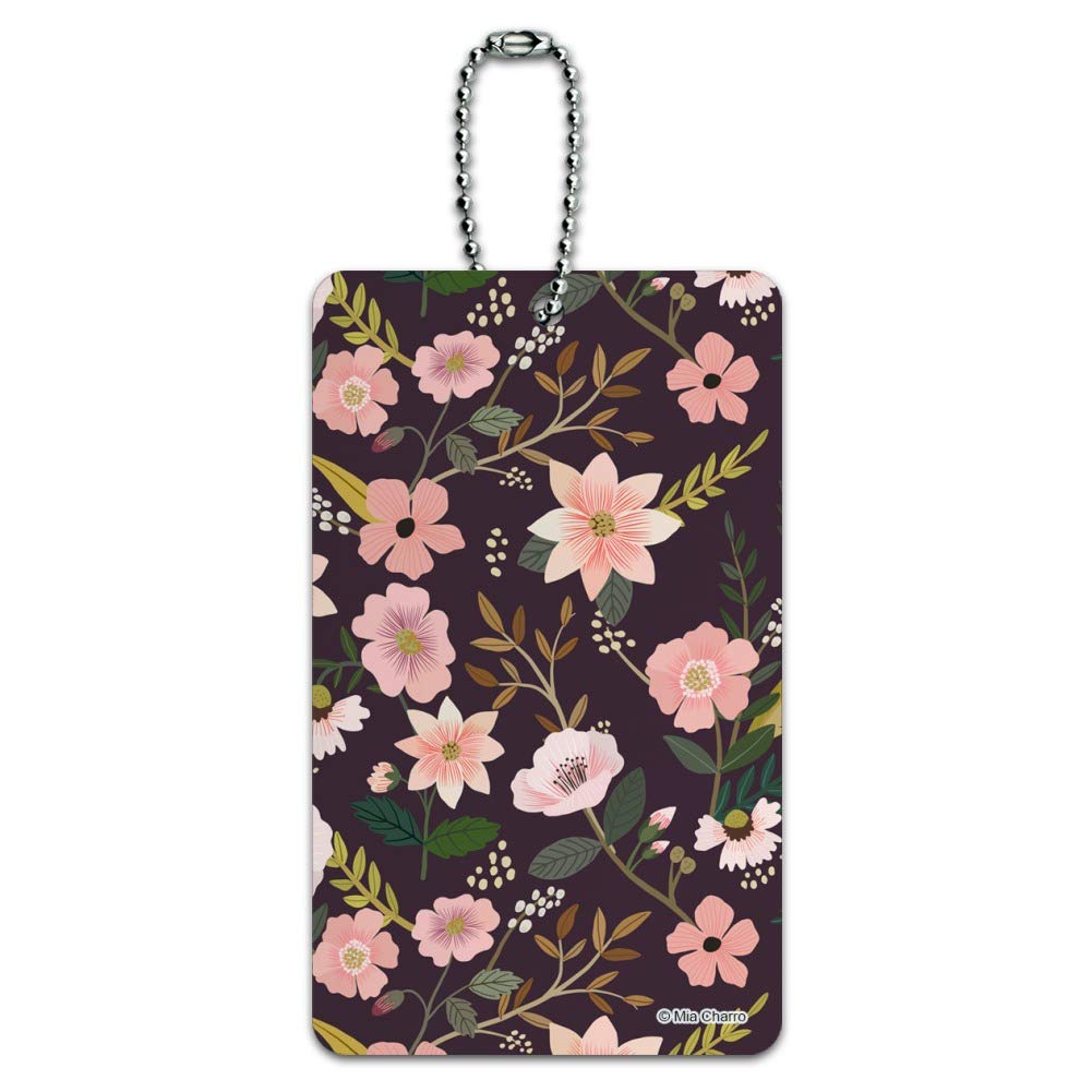 Simona Flowers Floral Pattern Luggage Tag - Waterproof Suitcase ID Card Holder for Travel Bags - Perfect for Carry-On, Checked Luggage & Backpack Identification