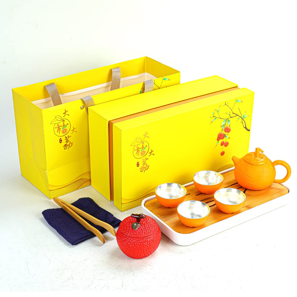 Premium Ceramic Suet Jade Gold & Silver Tea Set - Luxury Gift Box for Mom, Grandma & Her | Elegant Tea Ceremony Accessories for Home, Office & Special Occasions