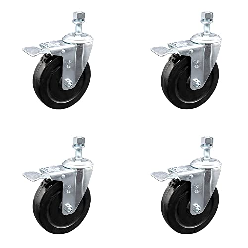 4 Swivel - Total Lock Brakes - Black