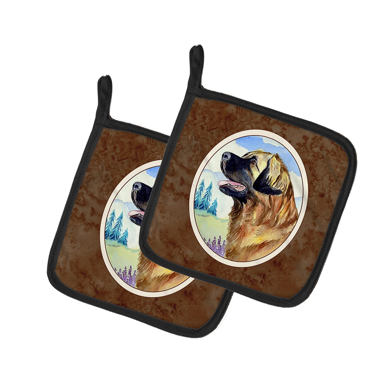 Leonberger Dog Pot Holders Set - Heat Resistant Kitchen Oven Mitts for Cooking, Baking & BBQ - 7.5