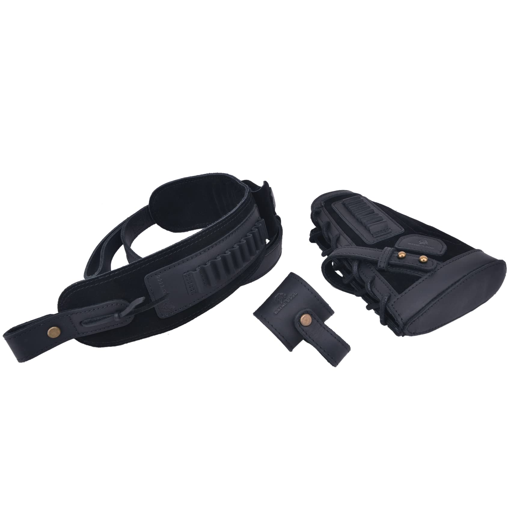 Premium Leather Gun Buttstock Cheek Rest Pad with Adjustable Sling & Quick-Release Loops - No Drill Installation for Hunting & Shooting Comfort