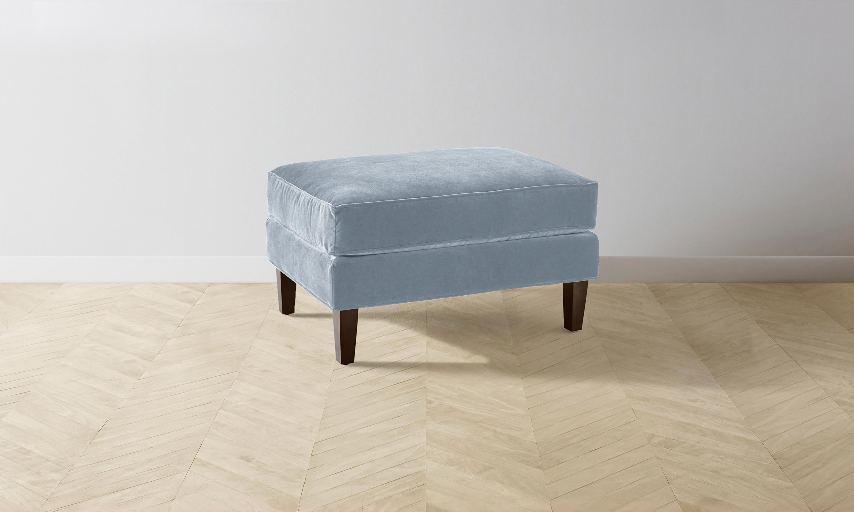 Premium Crosby Ottoman with Performance Velvet Sky Fabric - Stylish Living Room Footrest & Extra Seating for Home Decor