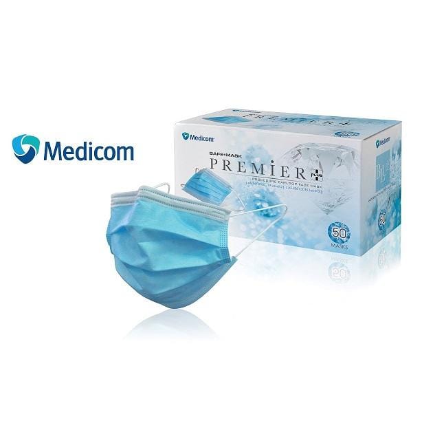 Medicom Premier Plus Level 2 Face Mask - 50 Pack | ASTM F2100 Certified | Comfortable & Breathable Protection for Healthcare, Work & Public Use