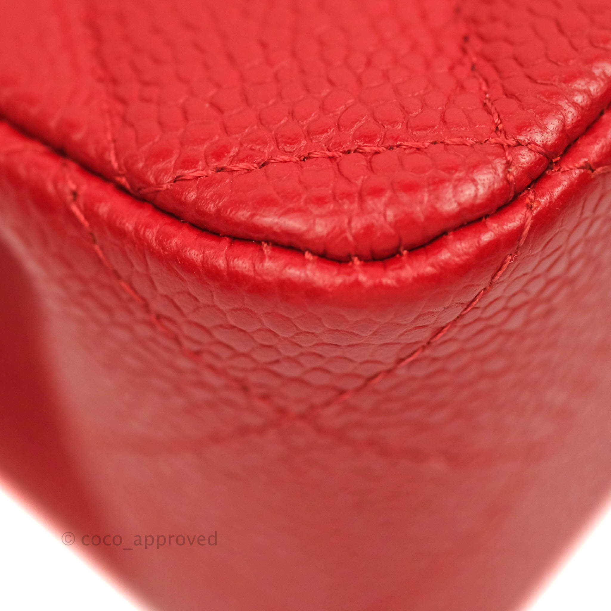 Chanel Classic Medium Double Flap Bag in Red Caviar Leather with Silver Hardware - Perfect for Work, Evening Events & Luxury Gift Giving