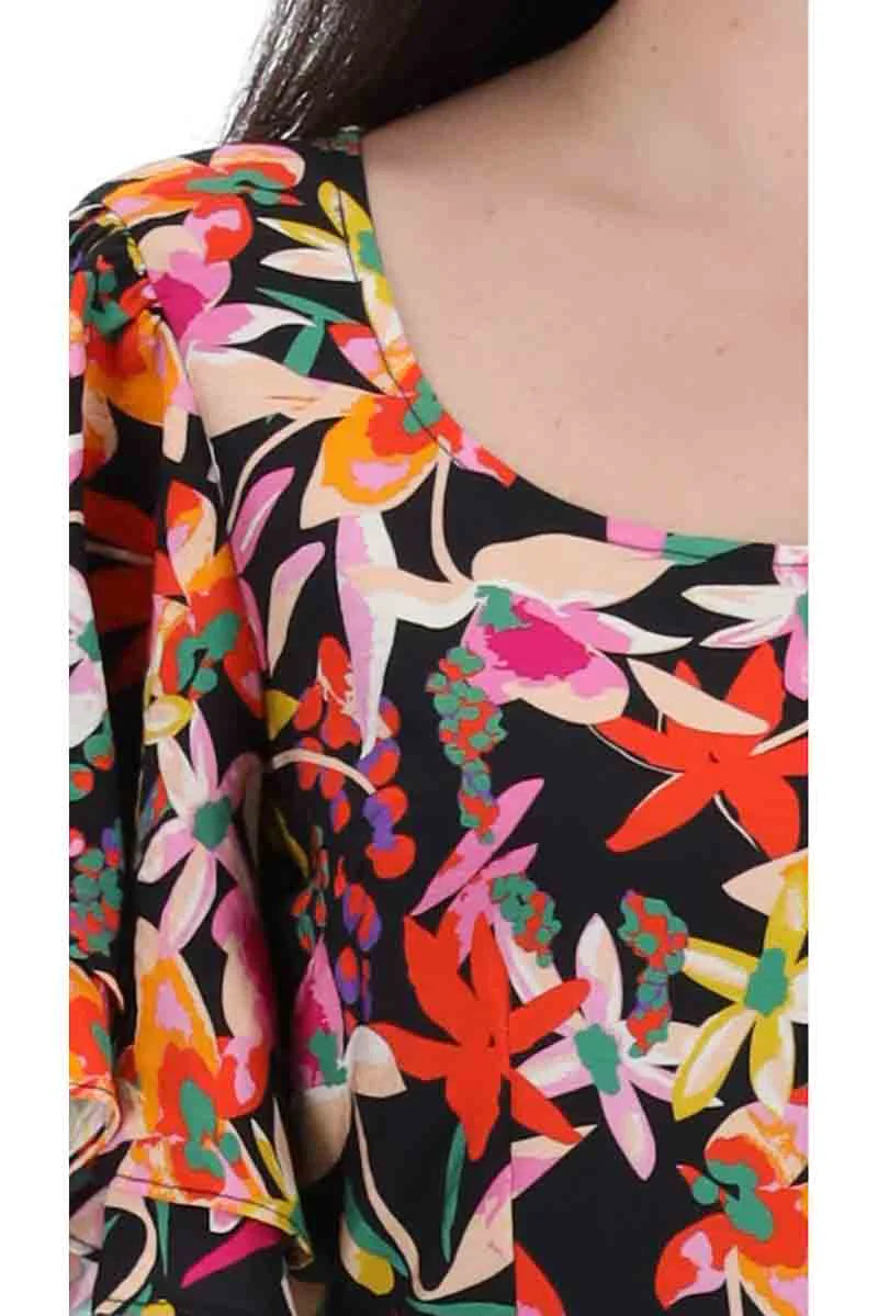 Faith Black Print Midi Dress - Elegant Floral Church, Wedding & Party Wear for Women