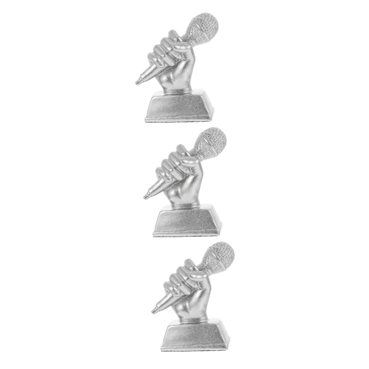 Yardwe 3-Piece Golden Microphone Trophy Set - Resin Jukebox Music Awards for Office, Home Decor & Themed Party Favors | Perfect for Music Lovers, Award Ceremonies & Special Events