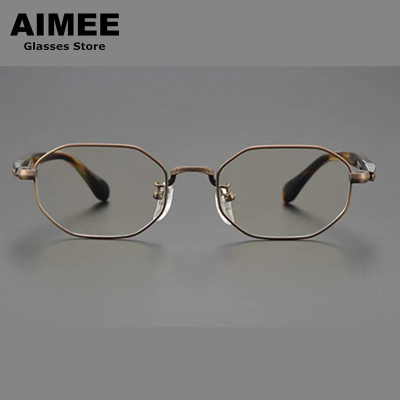 Stylish Aimee Unisex Full Rim Flat Top Polygon Titanium Eyeglasses Frame 11092 | Lightweight & Durable | Perfect for Work, Reading & Fashion Accessories