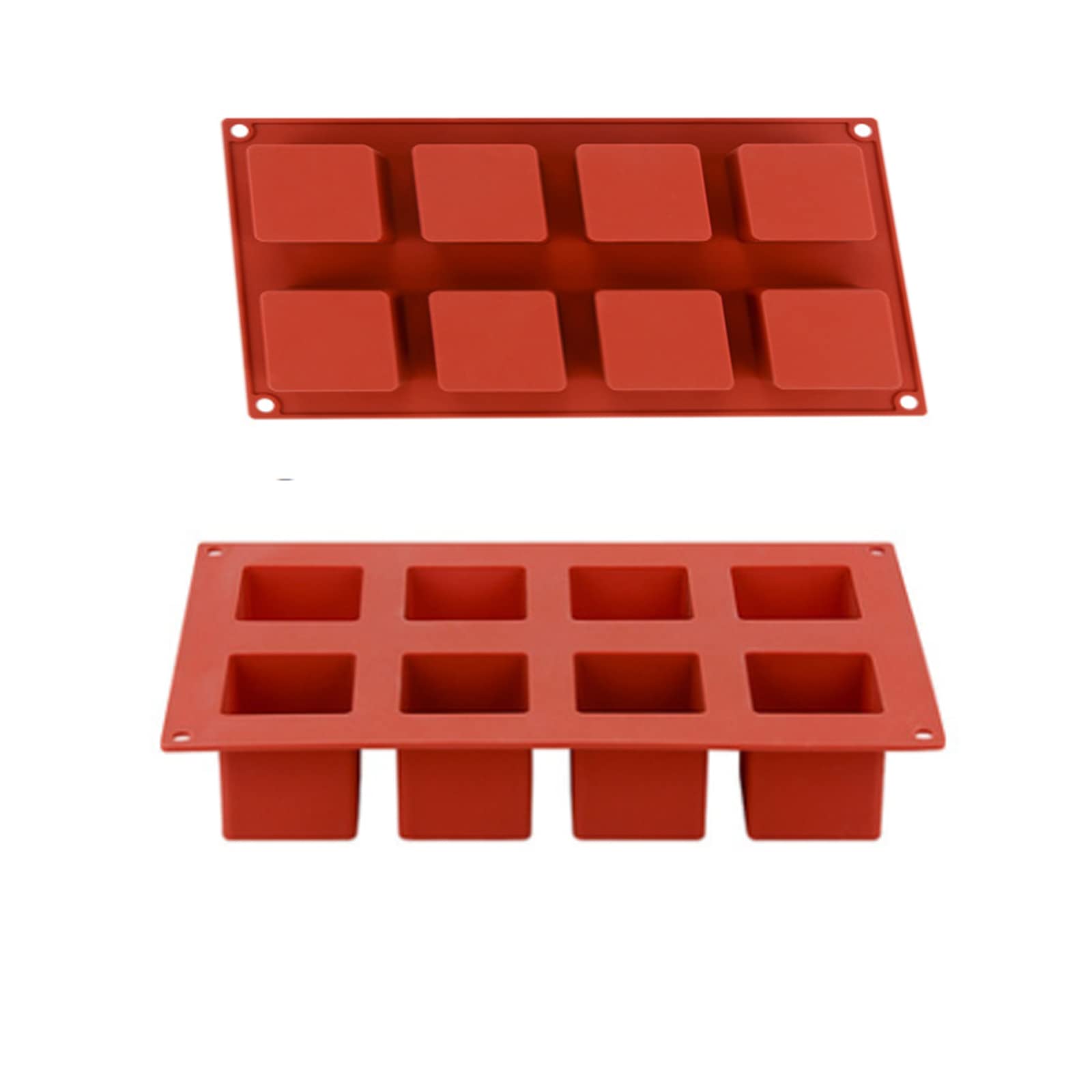 Premium Food Grade Silicone Baking Molds - 8 Square Chocolate & Cake Molds for Baking, Cupcakes, Candies & DIY Desserts - Reusable Non-Stick BPA Free Silicone Molds for Home & Professional Use