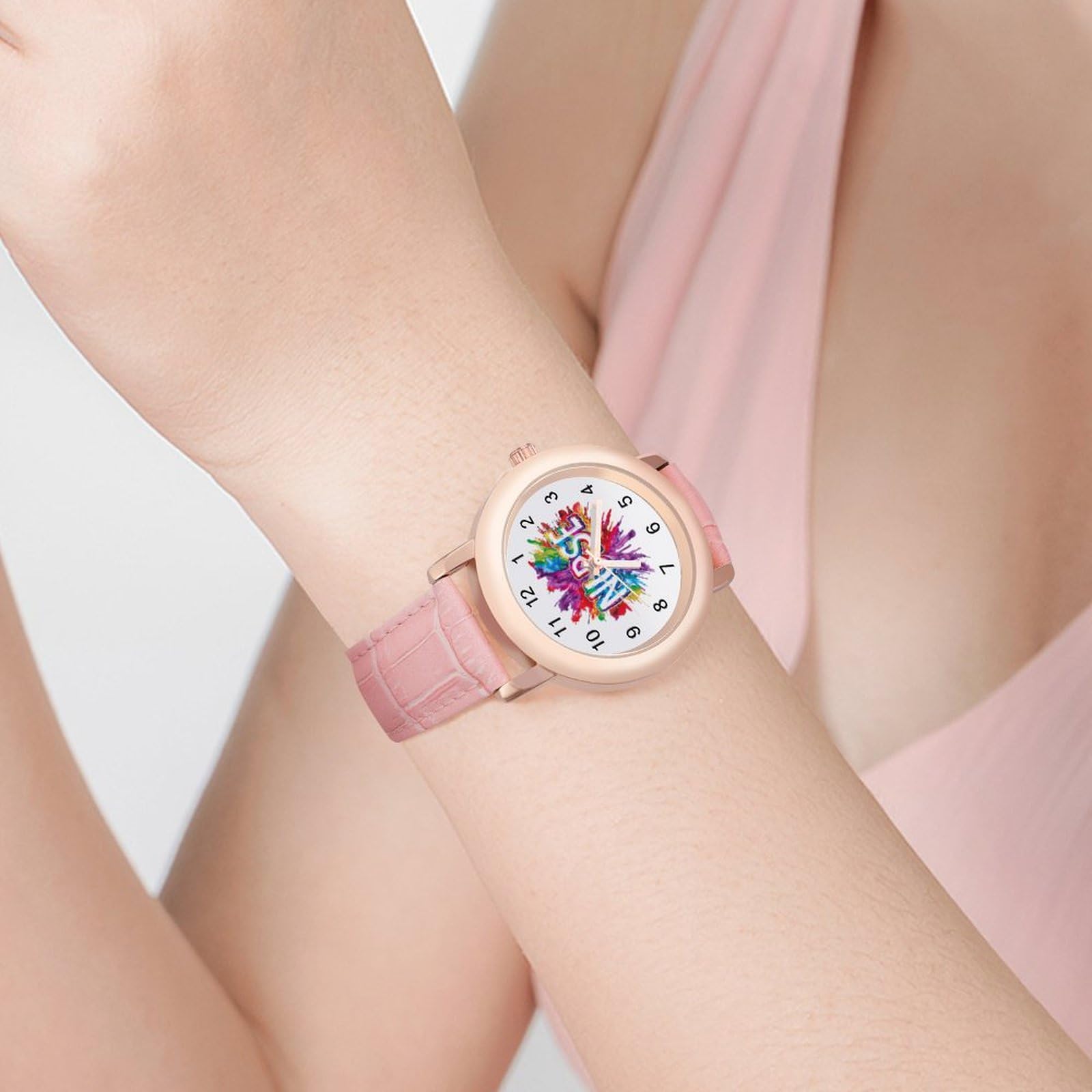 Tie Dye Women's Watch with Leather Strap - Classic Quartz Bracelet Watch for Nurse Appreciation Day, Travel & Work - Perfect Gift for Nurses & Professionals