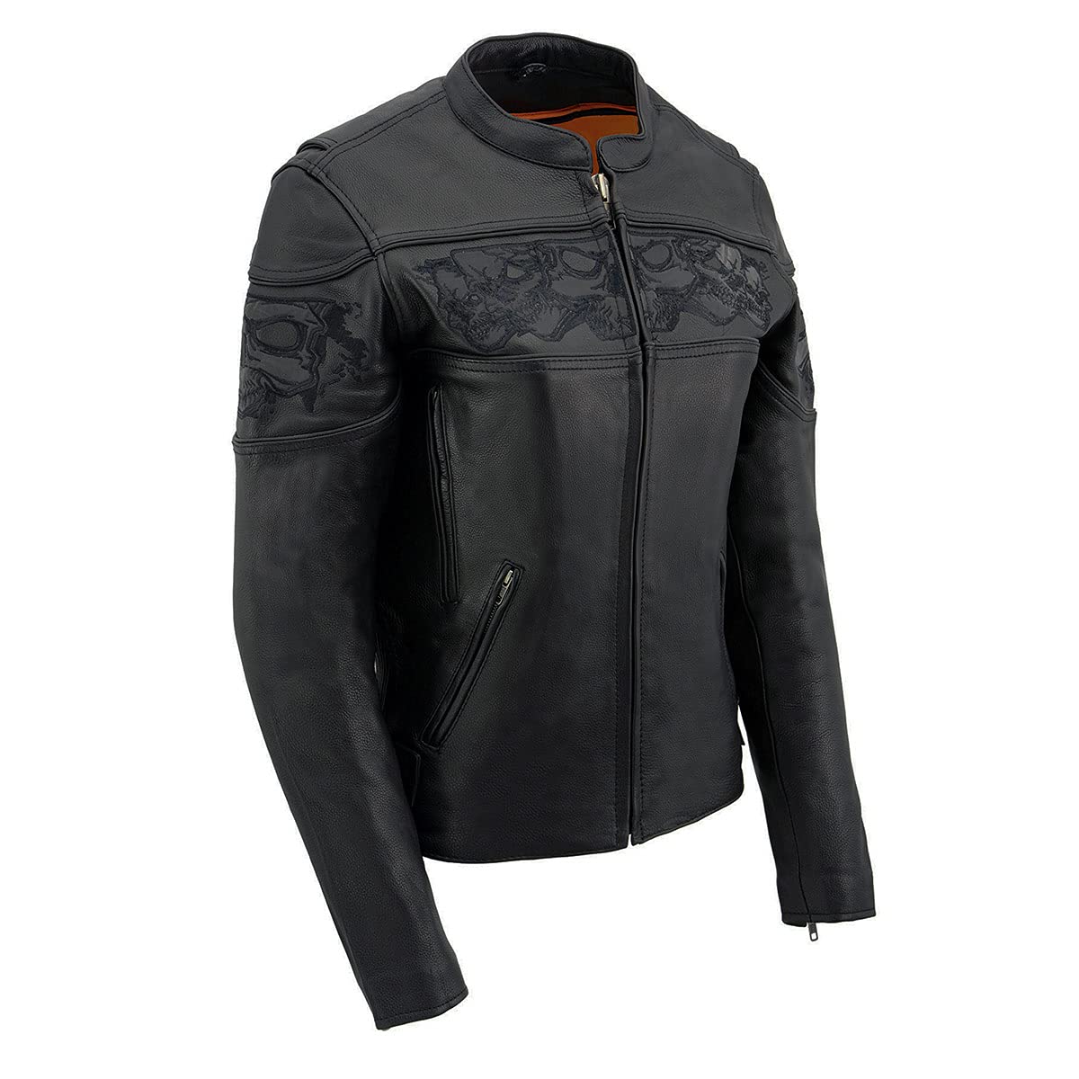 Milwaukee Women's Crossover Scooter Jacket with Reflective Skulls - Stylish Motorcycle Riding Gear for Urban Commuters & Night Safety