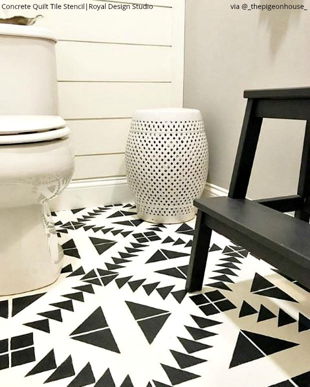 Concrete Quilt Tile Stencil - DIY Cement Floor & Wall Stenciling Kit for Home Decor - Perfect for Patios, Basements, and Garage Floors