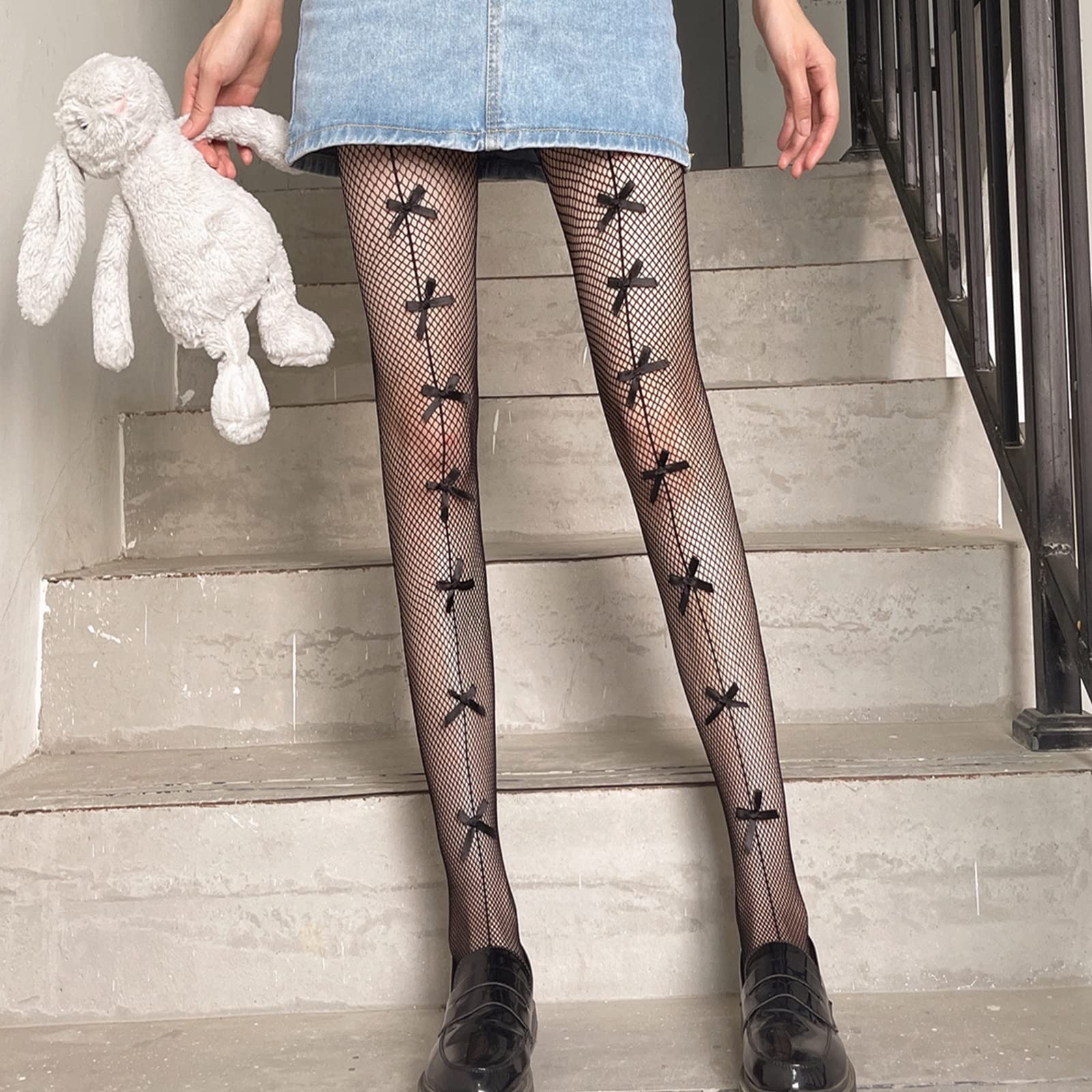 SERAPHY 2 Pairs Women's Lace Fishnet Tights - Floral Patterned Stockings, Black & White Pantyhose for Sexy Outfits & Party Wear | Perfect for Date Nights, Cosplay & Fashion Leggings