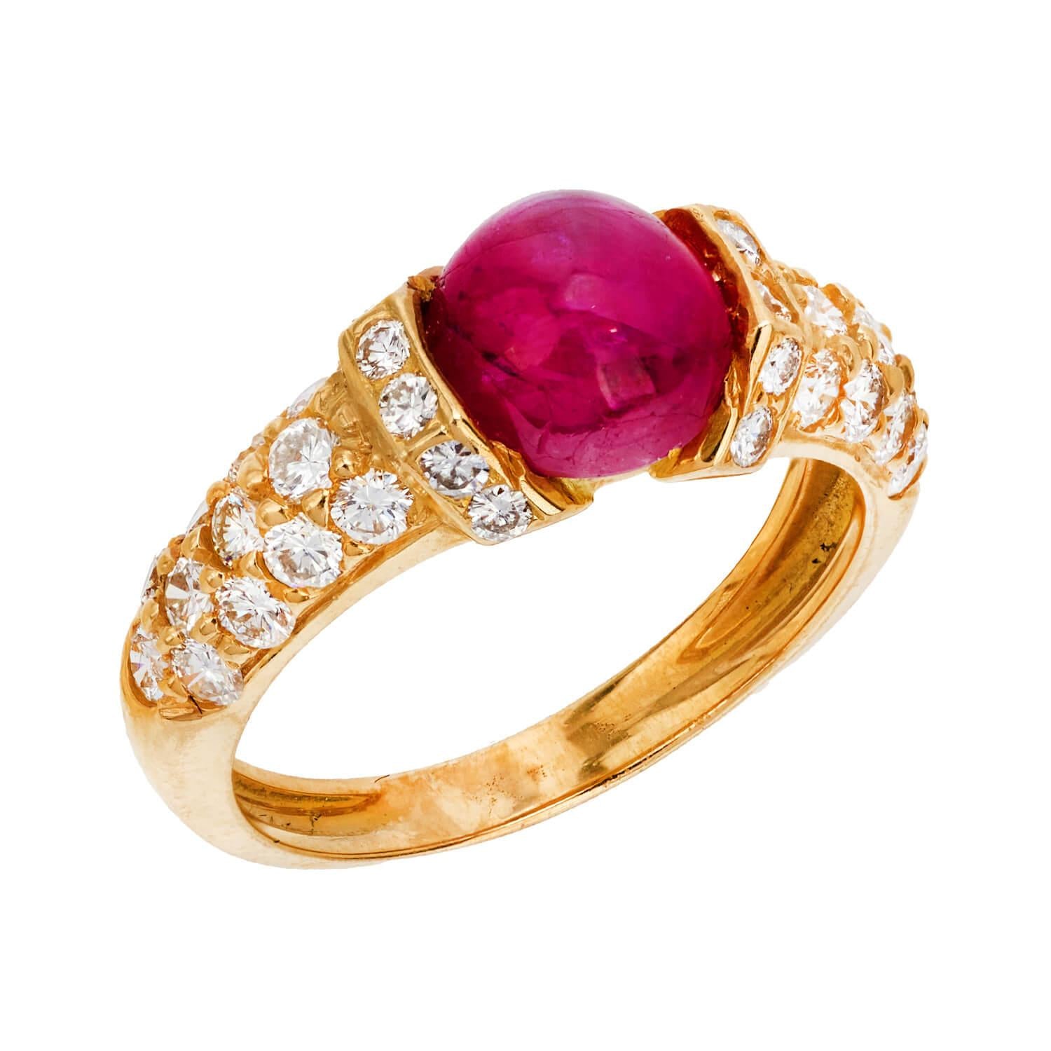 Vintage 18k Gold Ruby and Diamond Ring for Women - Elegant Jewelry Gift for Anniversary, Engagement & Special Occasions