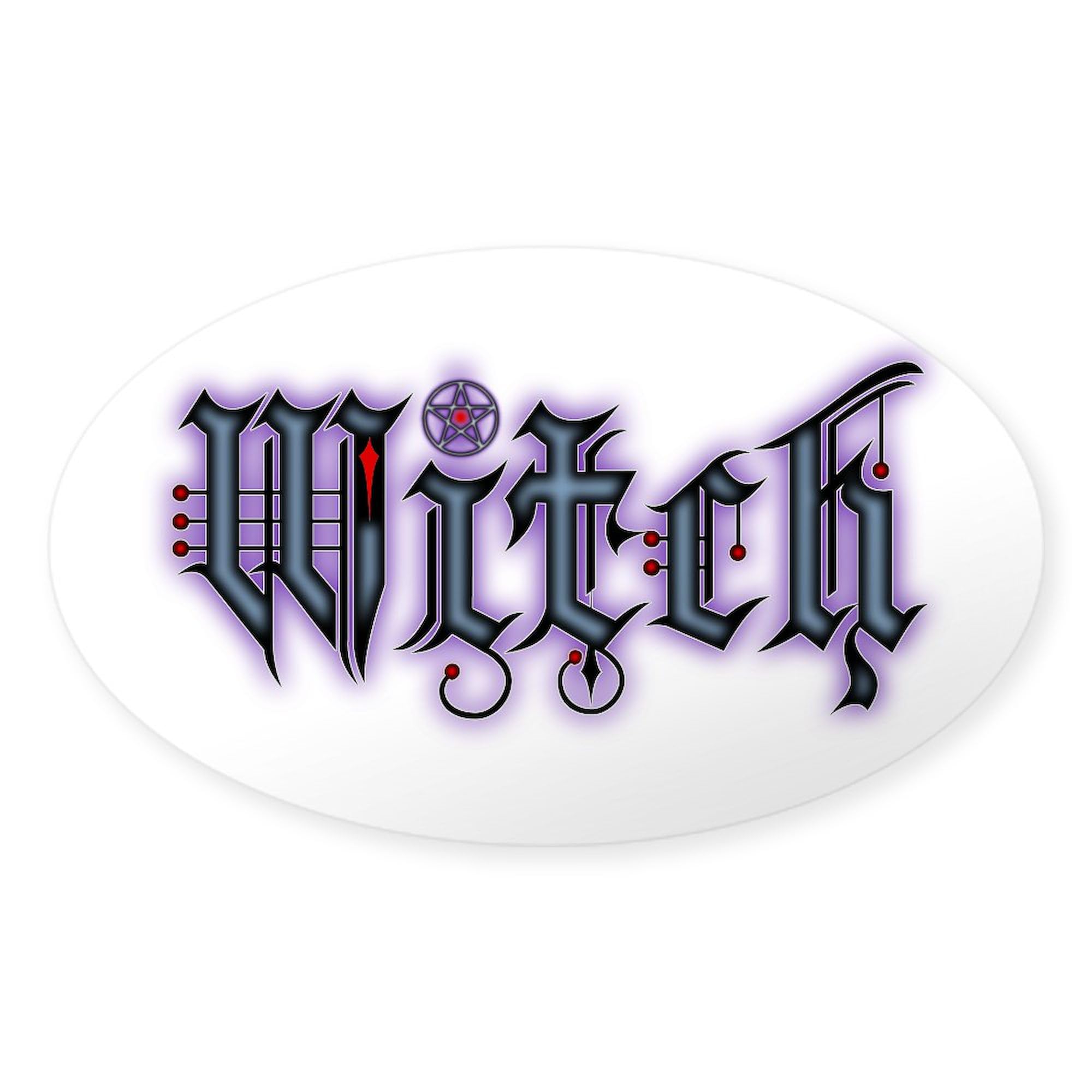 Witch Oval Sticker - Durable Car Bumper Decal for Halloween Decor