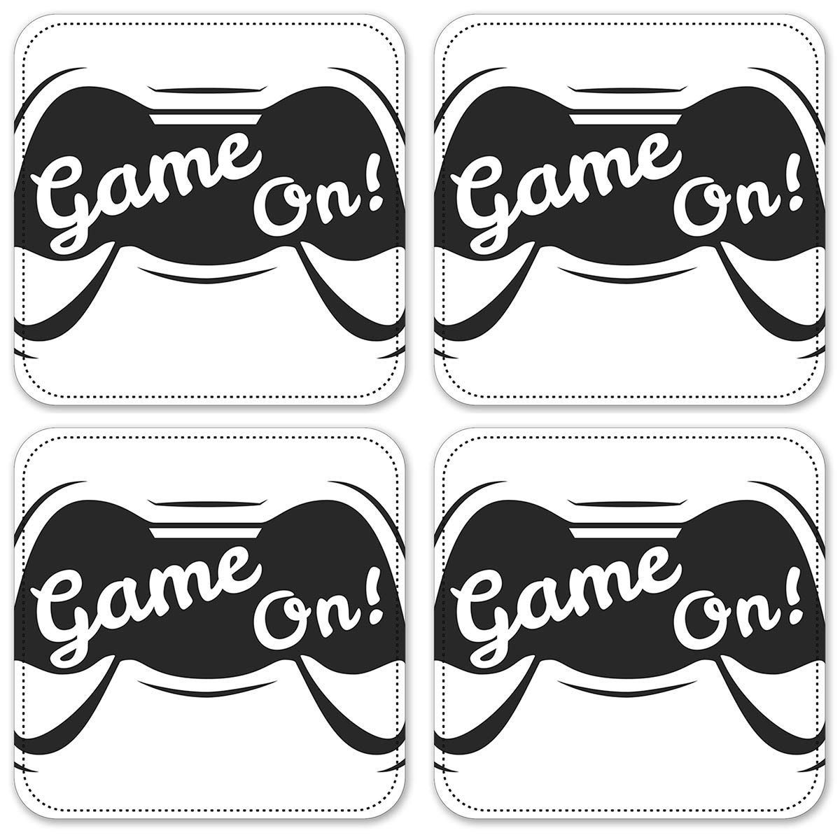 Vinyl Drink Coasters Set of 4 - Waterproof & Non-Slip Bar Coasters for Gaming Room, Man Cave, or Home Decor - Perfect for Parties, Game Nights & Drinks