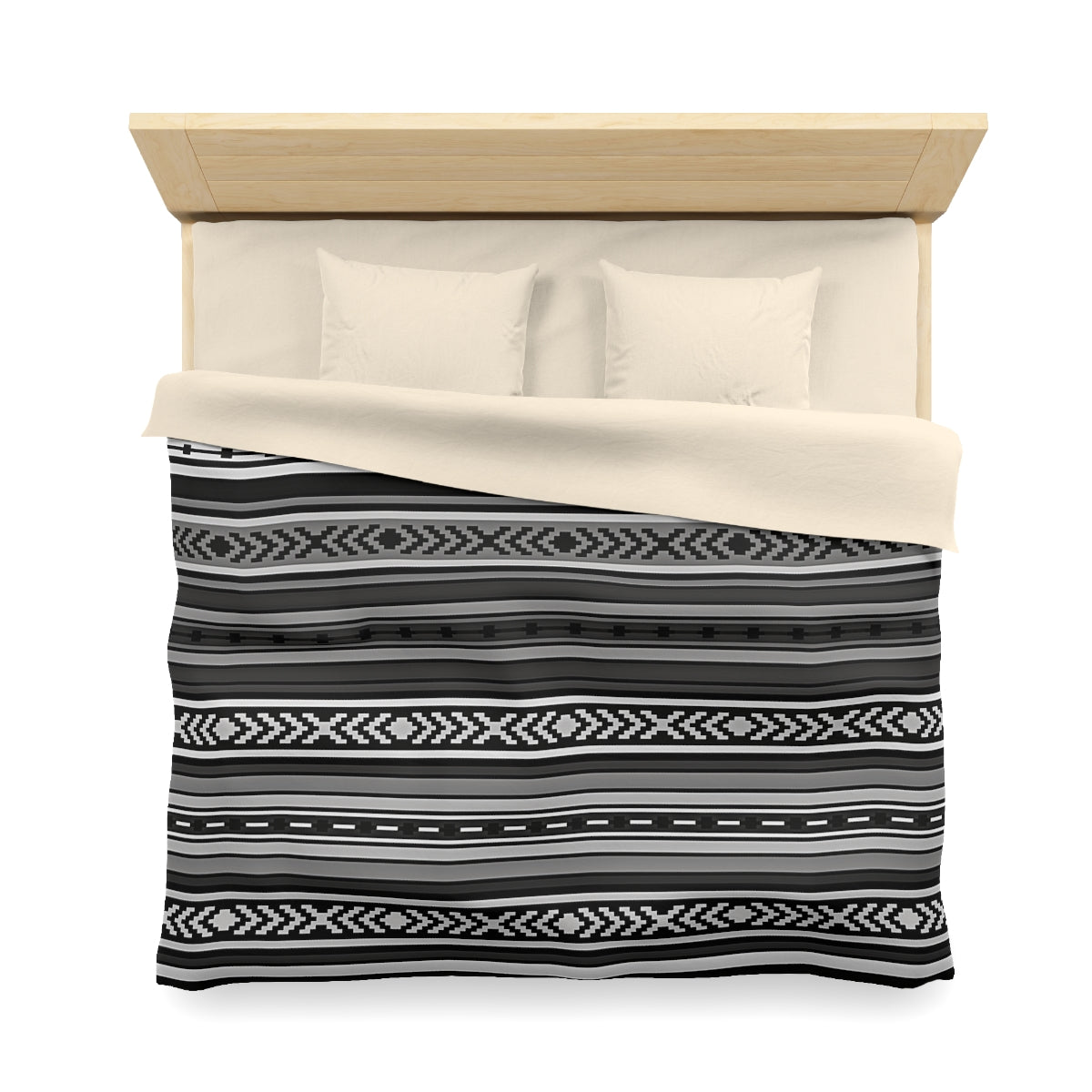 Santa Fe Gray Microfiber Polyester Duvet Cover Set with Invisible Zipper - Southwestern Style Bedding for Queen, King, Full & Twin Size - Perfect for Guest Rooms, Master Bedrooms & Vacation Homes