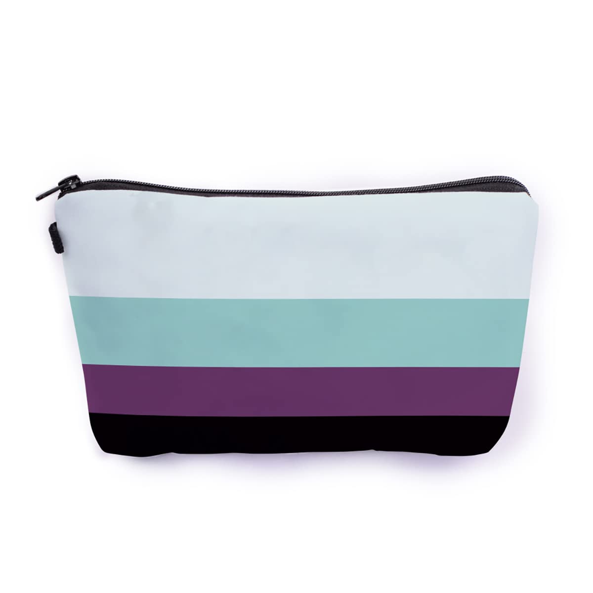 Crazyify Turquoise & Violet Striped Canvas Makeup Bag for Women | Waterproof Cosmetic Pouch | Travel Toiletry Organizer | Perfect for Daily Use, Gym, Beach & Vacation Essentials Storage