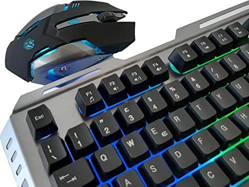 MYKA KM-G1 Gaming Keyboard and Mouse Combo - RGB Backlit Metal Keyboard, 3200DPI 6D Aluminum Mouse with 7 Color Options - Perfect for PC Gaming, Office Work, and Home Use
