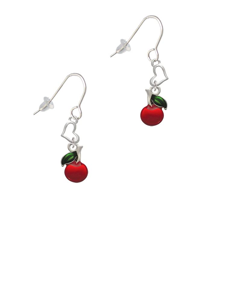 Silver Cherry Heart French Earrings for Women - Elegant & Romantic Jewelry