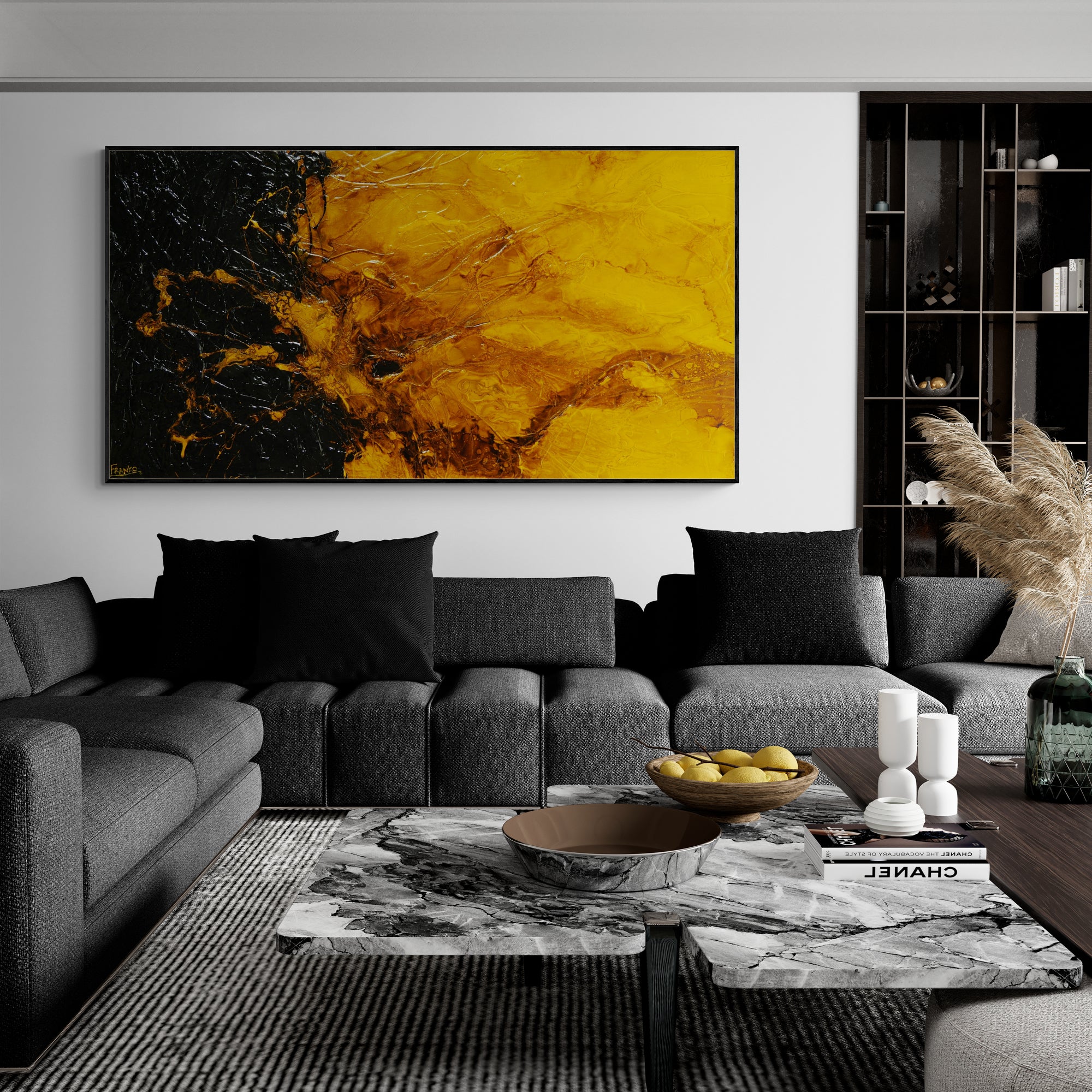 190cm x 100cm Natural Sunflower Textured Abstract Wall Art Canvas Painting - Perfect for Living Room, Bedroom & Office Decor