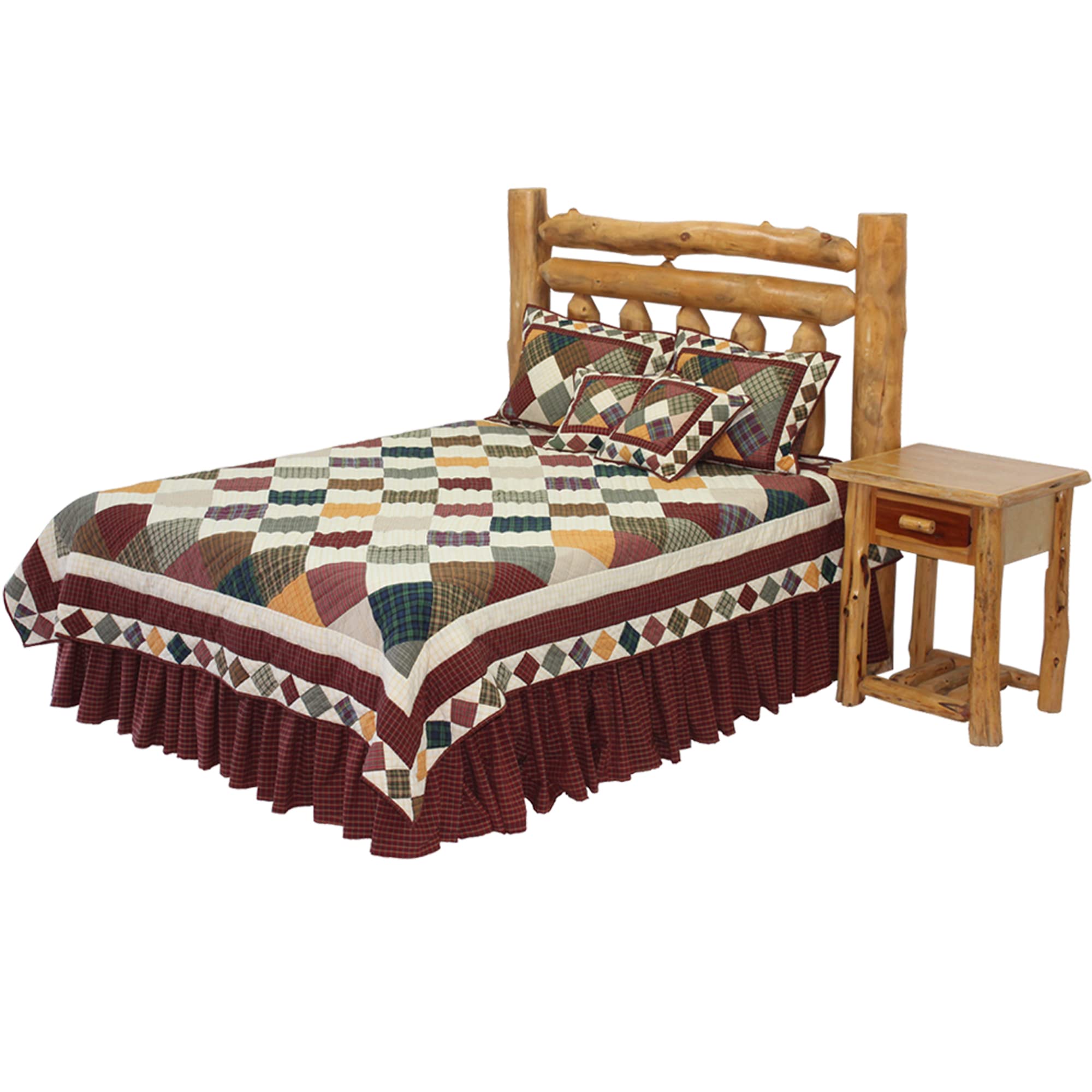 Rustic Ambers Twin Quilt Set - 3 Piece Handmade Cotton Patchwork Bedding (65