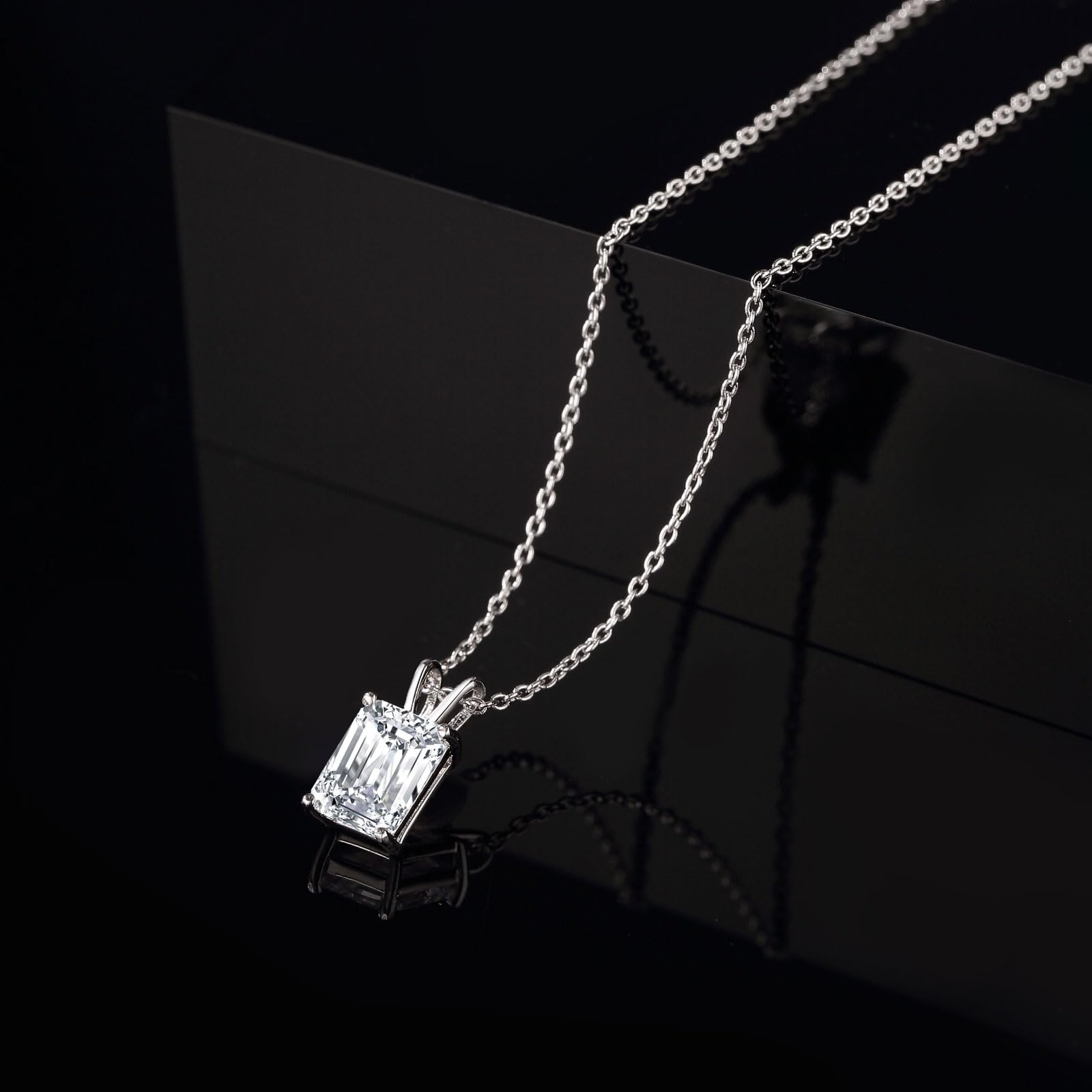 Elegant 925 Sterling Silver Emerald Cut Cubic Zirconia Solitaire Pendant Necklace for Women - Perfect for Weddings, Anniversaries & Special Occasions