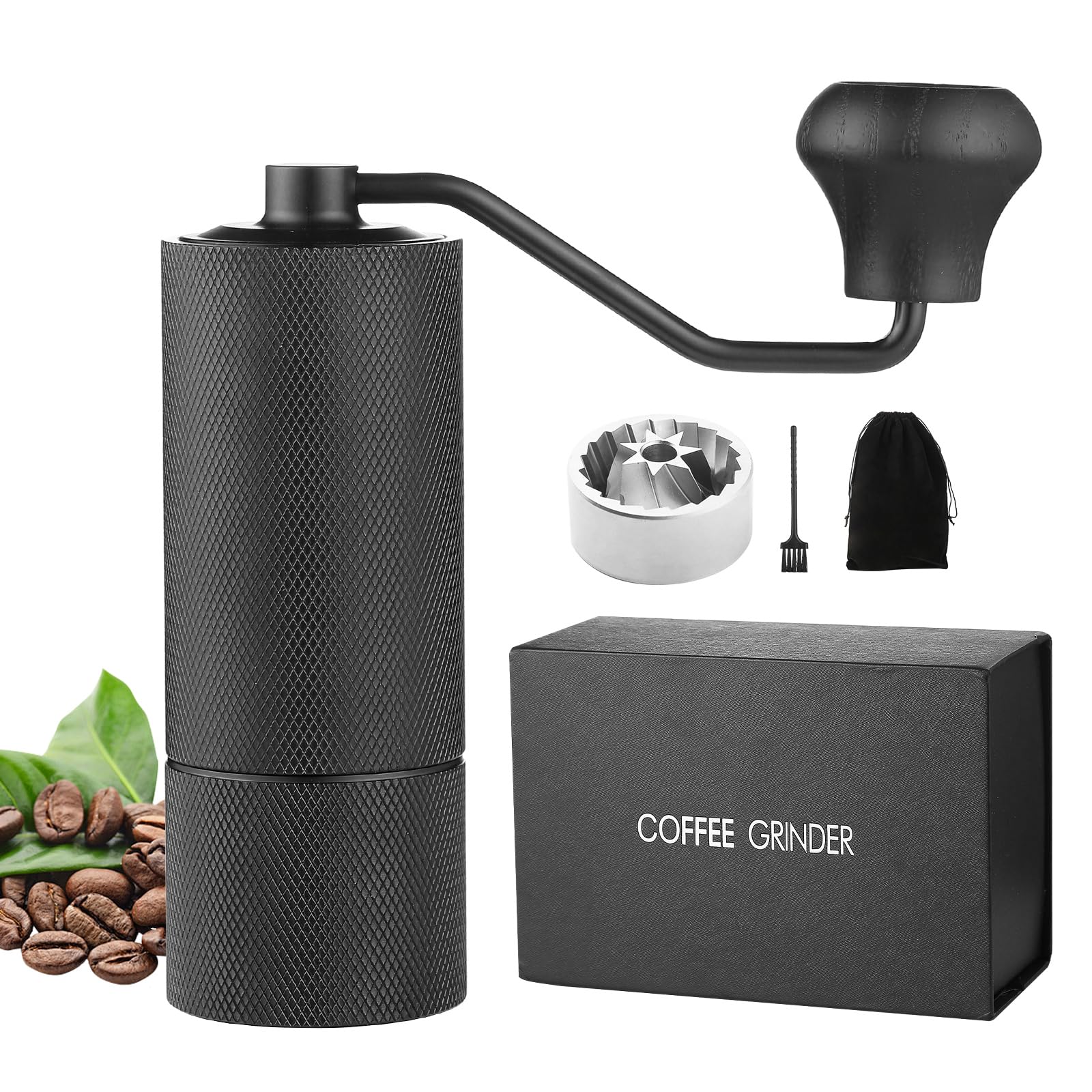 Premium Manual Coffee Grinder - Stainless Steel Conical Burr with 12 Adjustable Grind Settings for Espresso, French Press & Drip Coffee | Portable 25g Capacity Hand Grinder for Home, Office & Travel | Perfect for Coffee Enthusiasts & Camping