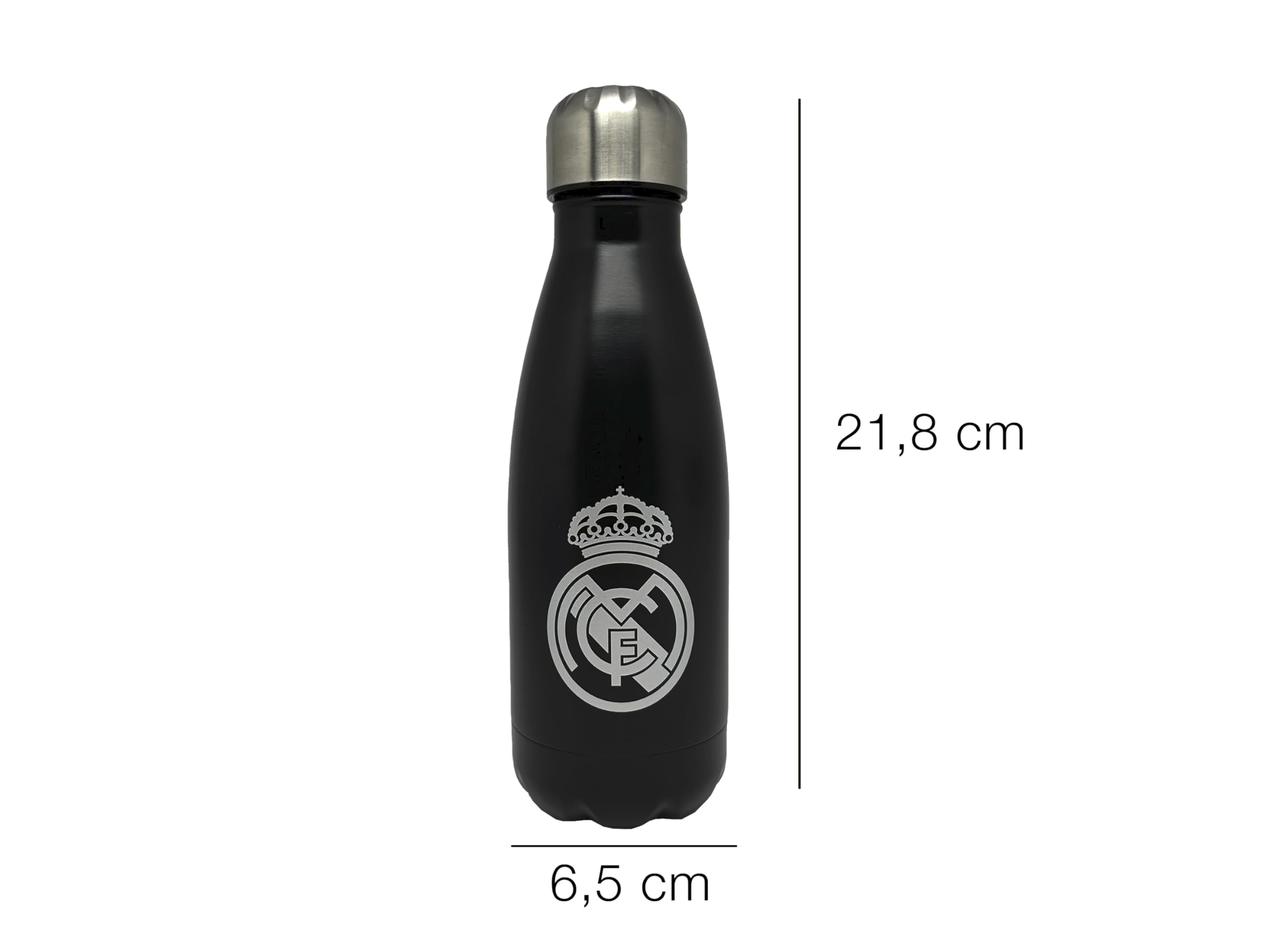 Official Real Madrid 550ml Stainless Steel Water Bottle with Leak-Proof Lid - Black - CYP Brands - Perfect for Sports, Gym & Outdoor Activities