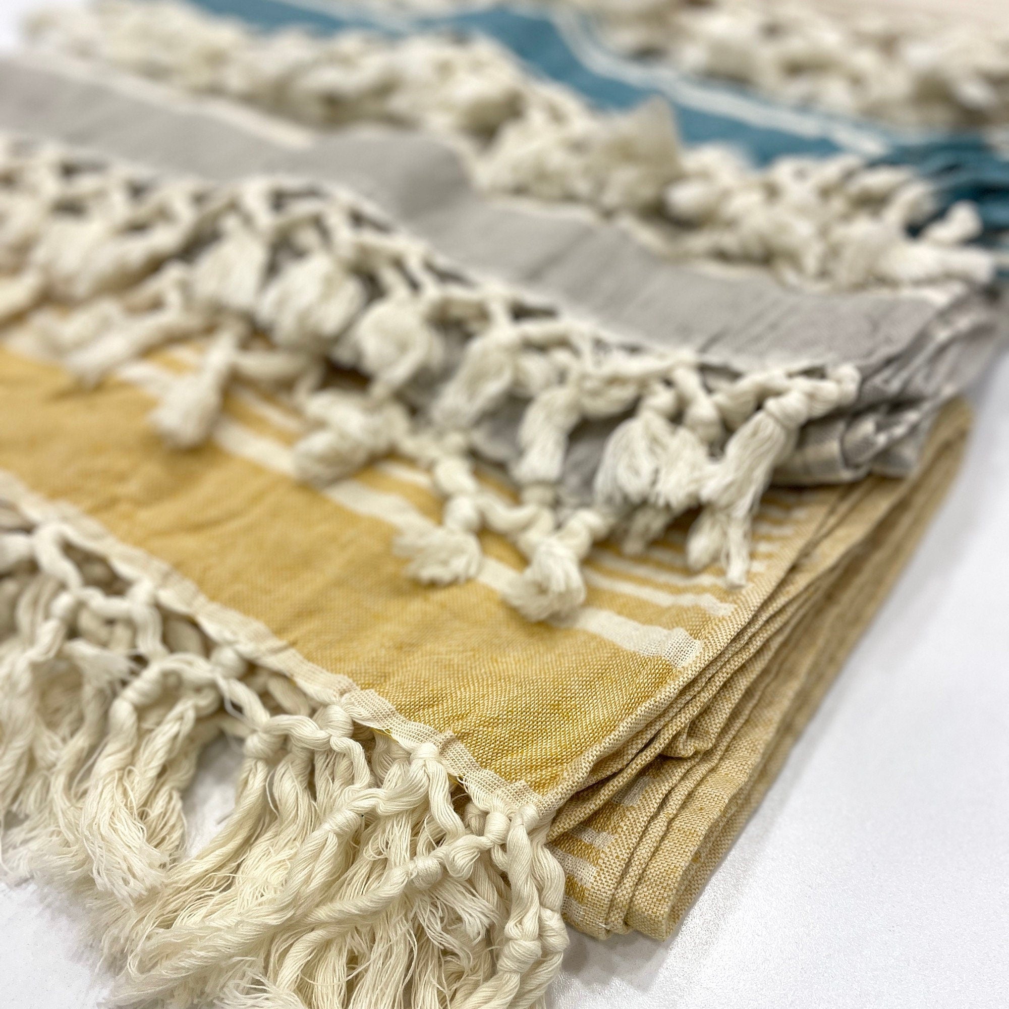 Premium Turkish Cotton Towels - Soft, Absorbent & Quick-Drying (Yellow, Gray, Blue, Beige) | Perfect for Beach, Spa, Bath & Home Decor