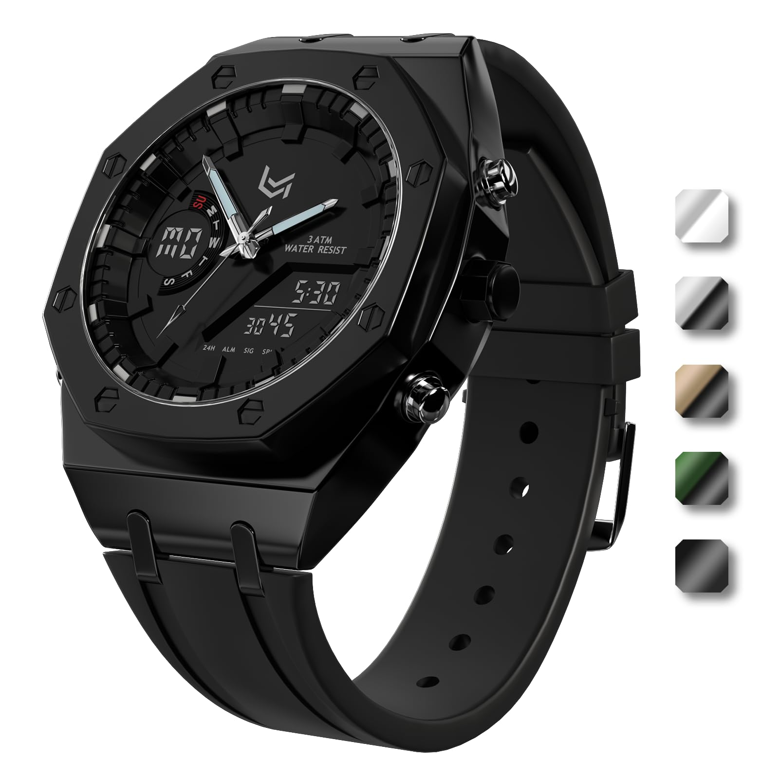 VERULEAN Military Watch for Men - Japanese Movement, Waterproof, LED Alarm - Sport & Outdoor Use