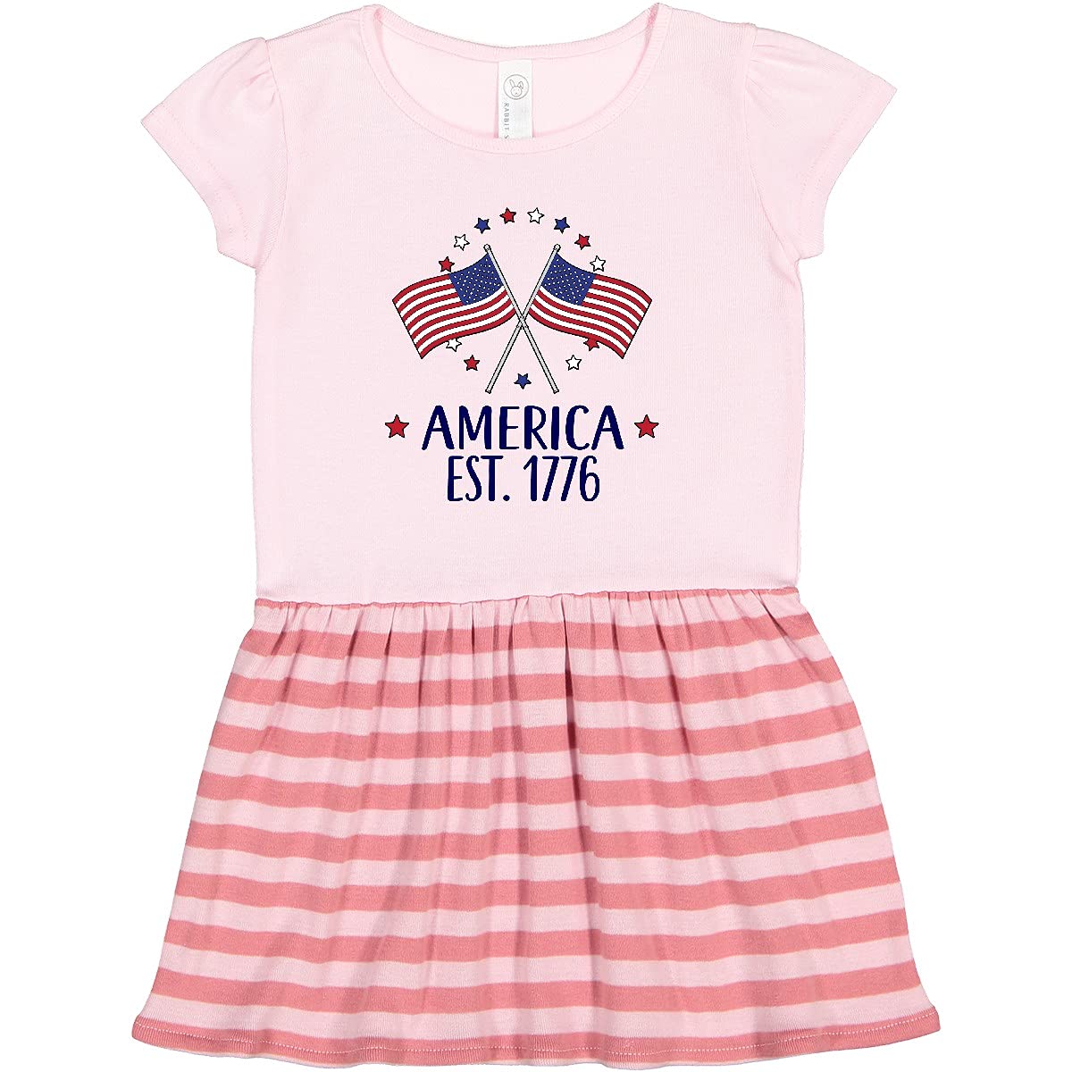 Inktastic Patriotic 4th of July Toddler Dress - American Flag Print Baby Girl Outfit for Independence Day Celebrations, Family BBQ & Summer Festivals