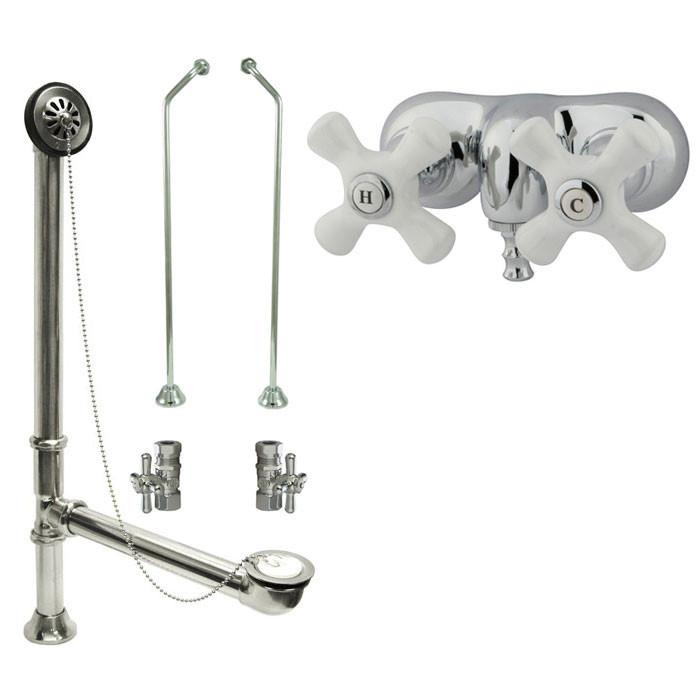 Chrome Wall Mount Clawfoot Tub Faucet Set with Supply Lines & Drain - CC50T1 System | Vintage Style Bathroom Fixture for Freestanding Bathtubs | Perfect for Spa, Master Bath & Luxury Home Renovations