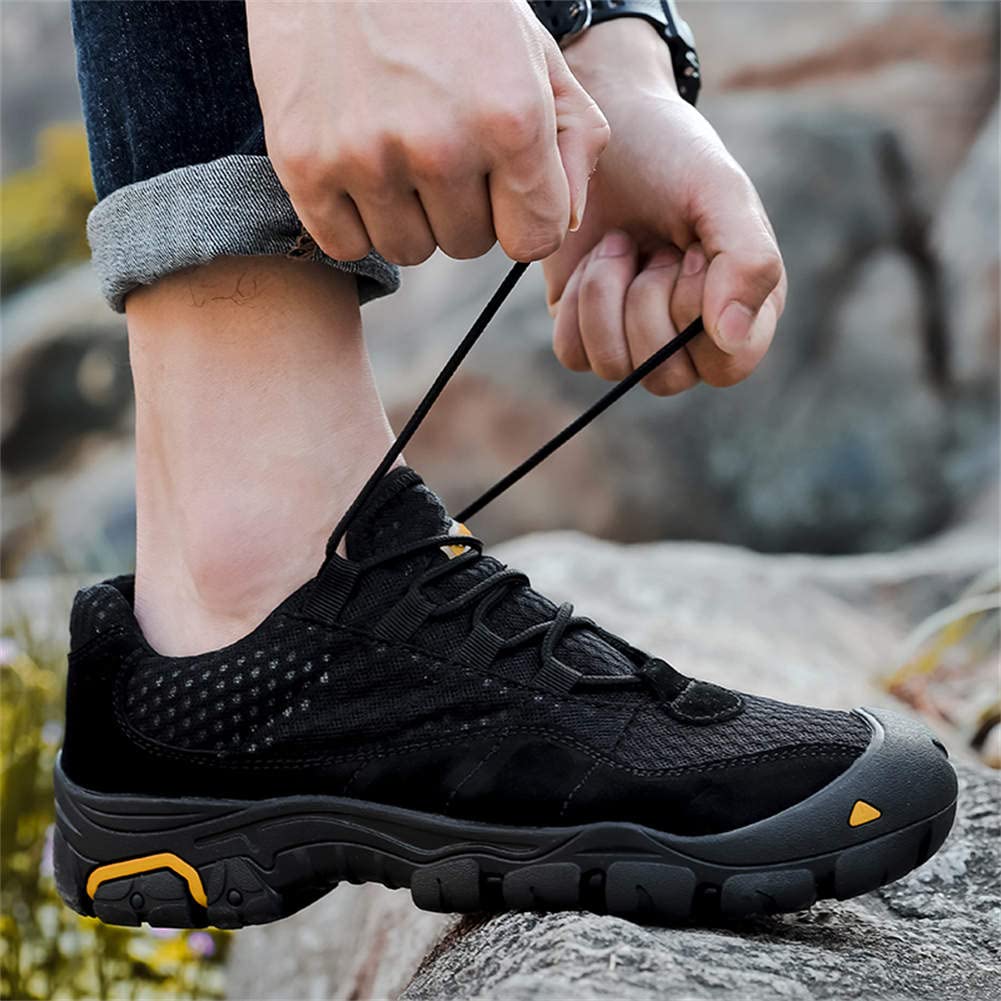 GEXECEUSS Men's Breathable Non-Slip Hiking Boots - Lightweight Low-Top Leather Sneakers for Trekking, Trail Walking & Outdoor Adventures - Perfect for Camping, Hiking and Daily Wear
