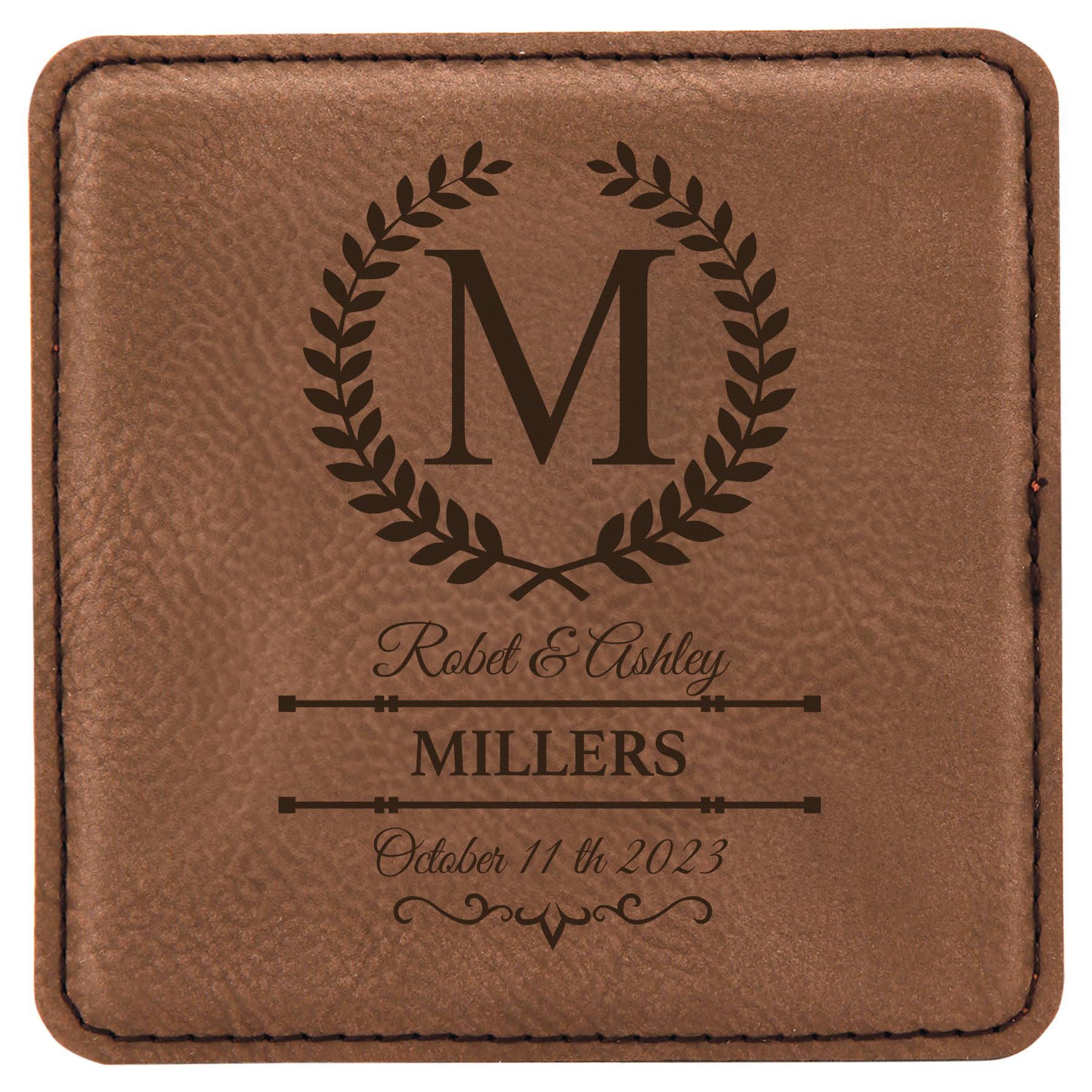 Custom Leather Coasters Set of 6 - Wedding & Anniversary Gifts for Couples - Housewarming & Bar Use