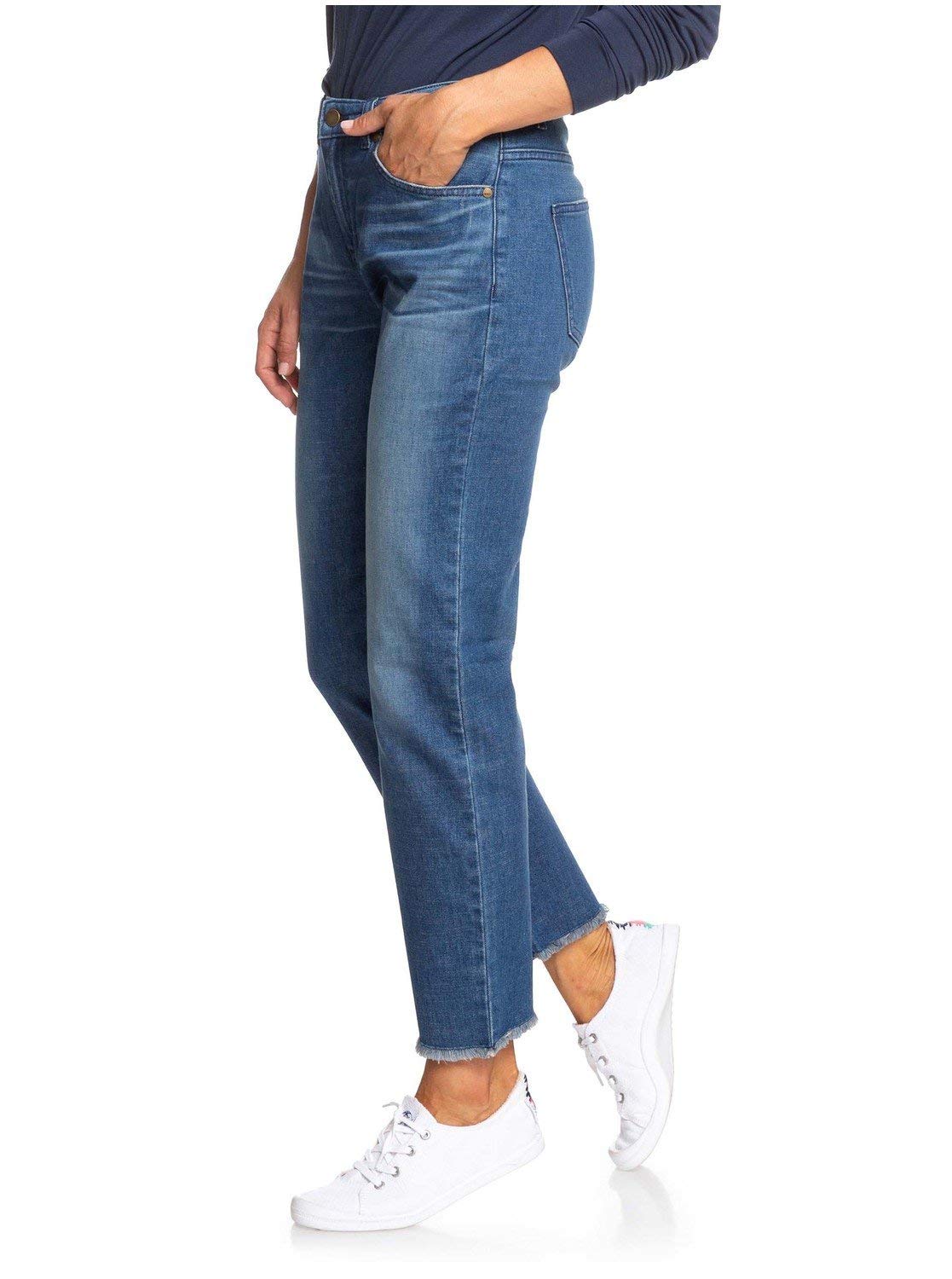 Roxy Women's Good Story Straight Fit Jeans - Dark Indigo Blue Size 24 - Comfortable & Stylish Denim Pants for Casual Wear, Work & Everyday Outfits