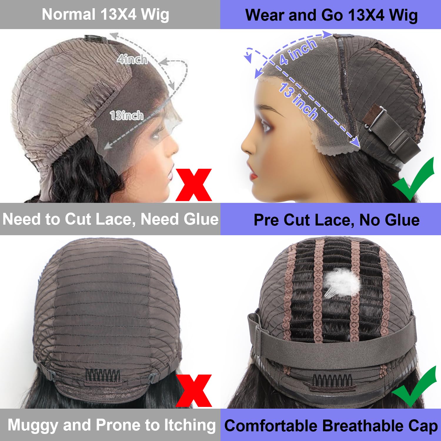 13x4 HD Lace Front Human Hair Wig - Glueless Wear & Go Wig for Beginners | Pre Plucked, Pre Cut 180% Density Body Wave | Natural Color 26 Inch Human Hair Wigs for Women | Perfect for Daily Wear, Parties & Special Occasions